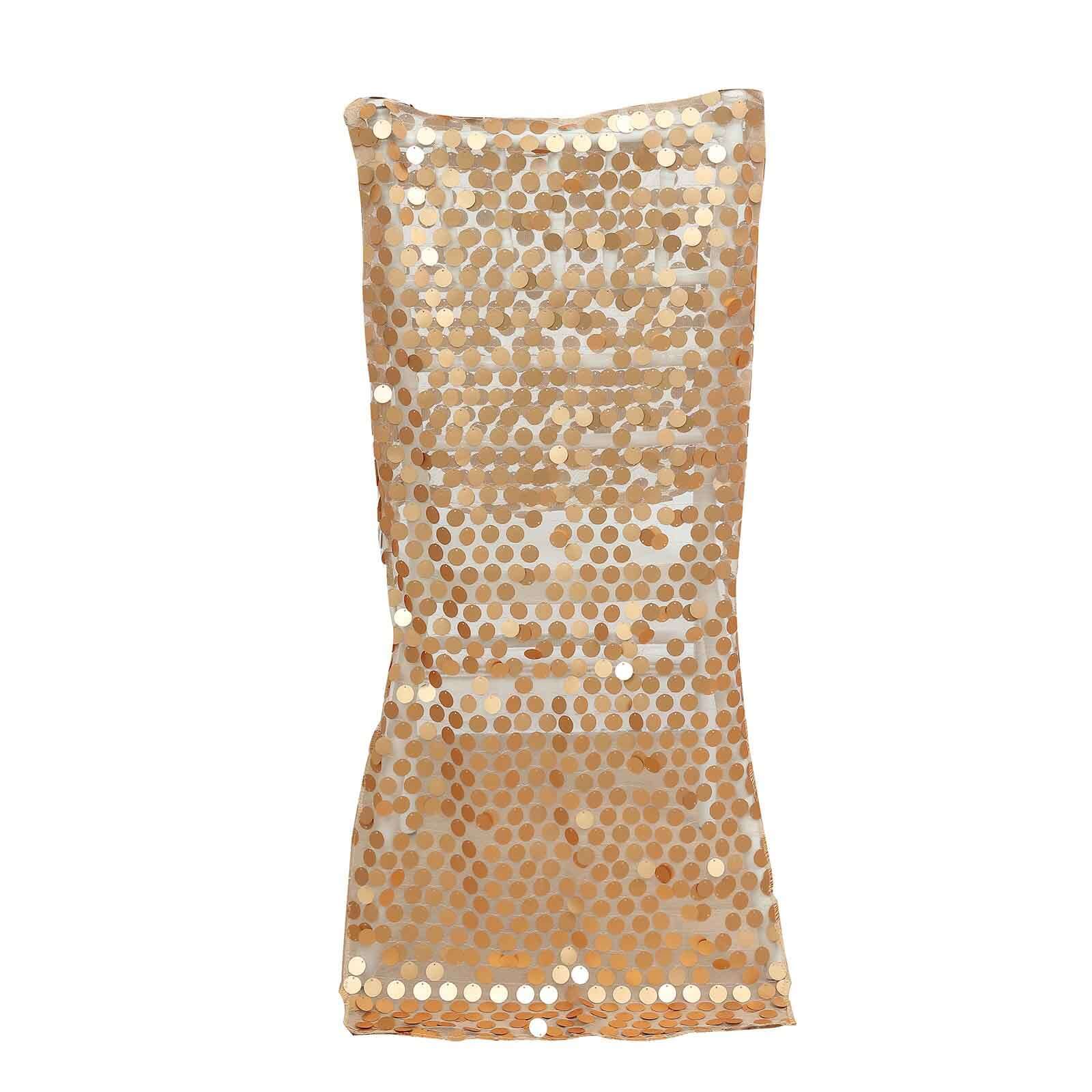 Matte Champagne Sequin Chair Slipcover for Chiavari Chairs - Glittering Big Payette Design