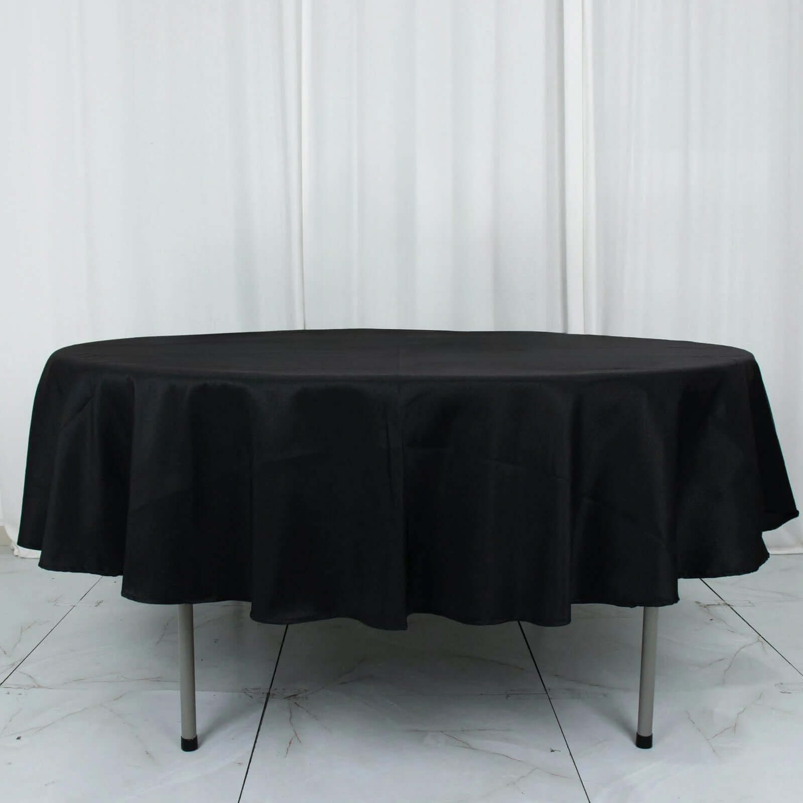 Premium 220GSM Black 90-Inch Round Polyester Tablecloth - Stain & Wrinkle-Resistant for Weddings & Events