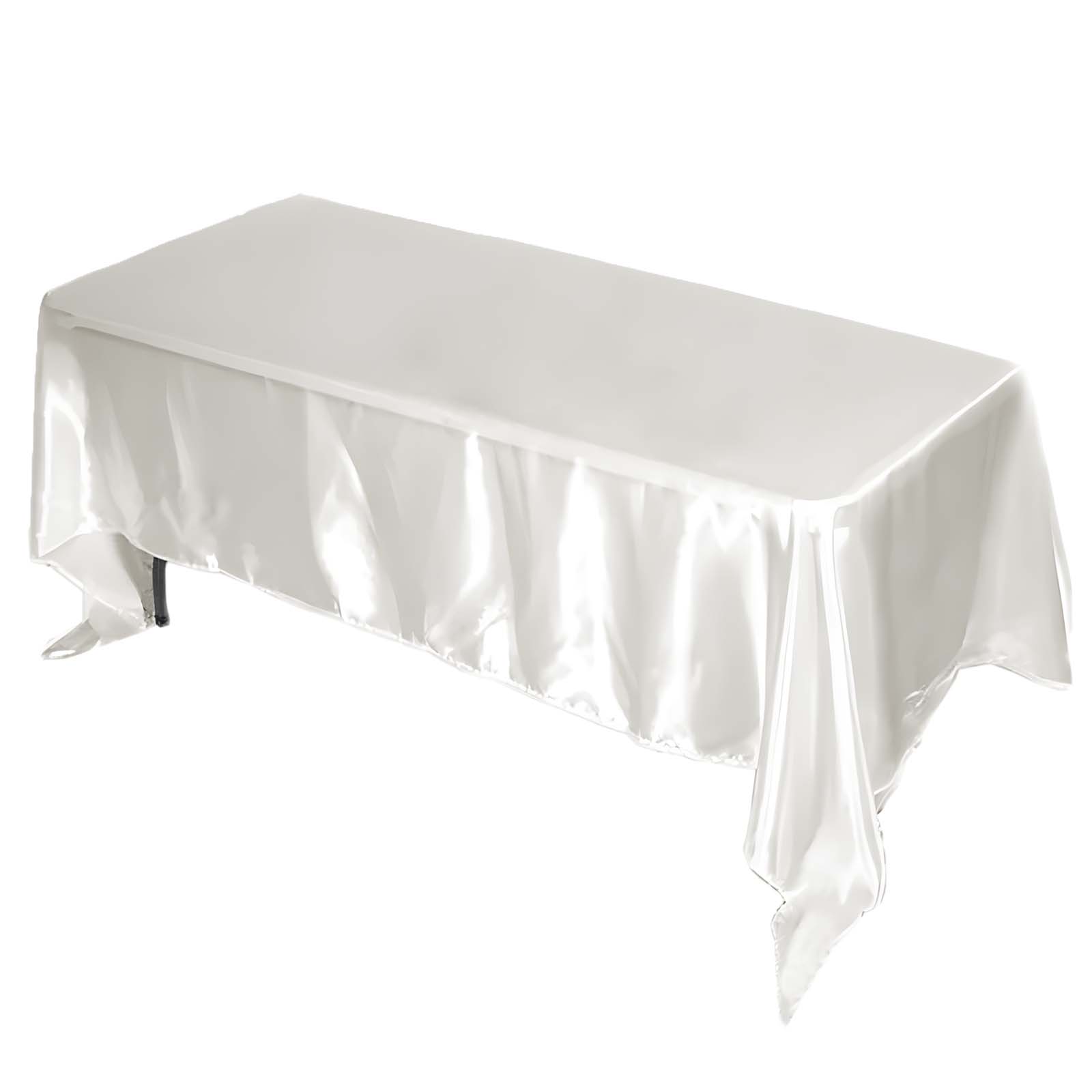 Ivory Satin 72x120 Rectangular Tablecloth - Smooth & Low - Maintenance