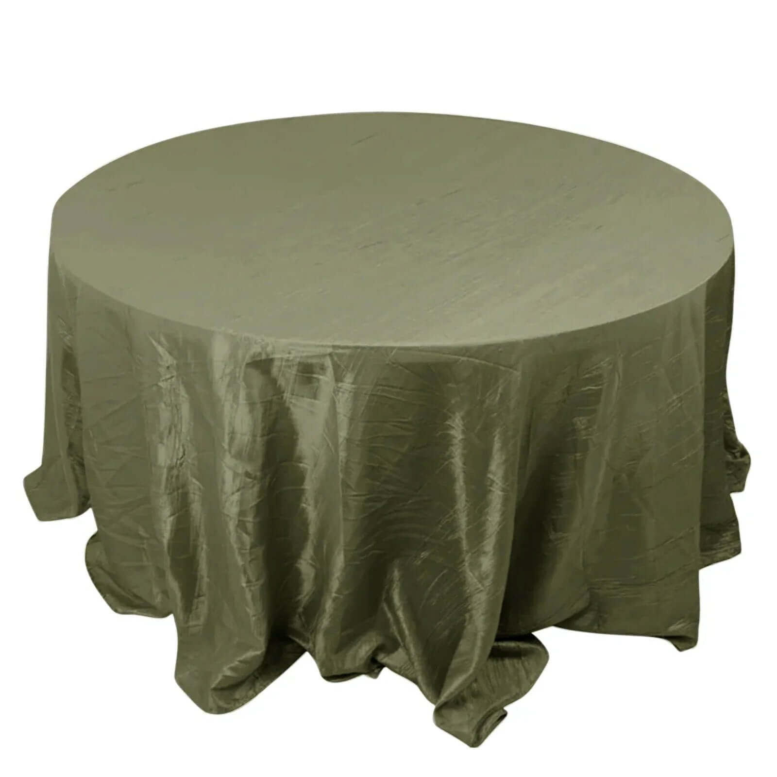 Hot! Seamless Crinkle Taffeta 132' Round Tablecloth in Dusty Sage Green