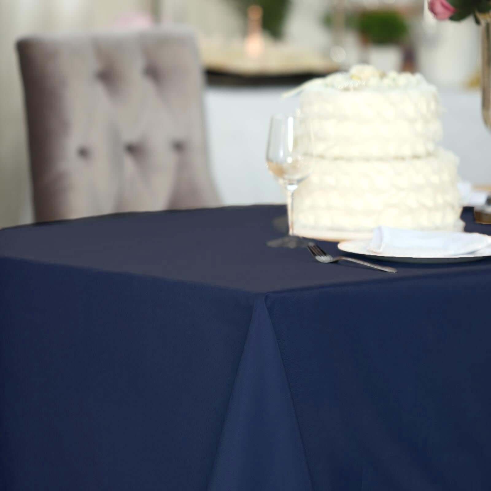 Navy Blue 60x102 Polyester Rectangle Tablecloth - Durable & Stylish