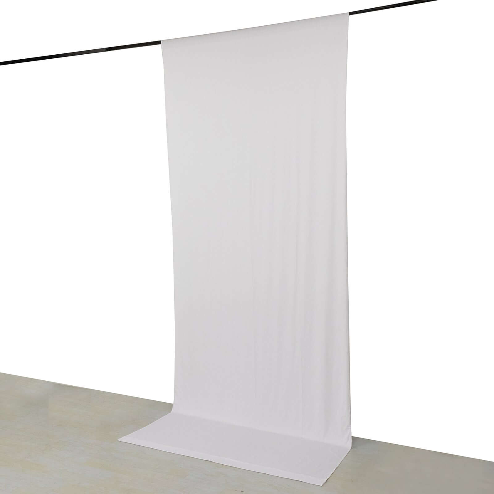 Hot Sale! 5ftx12ft White Wrinkle-Free 4-Way Stretch Spandex Event Backdrop Curtains with Rod Pockets