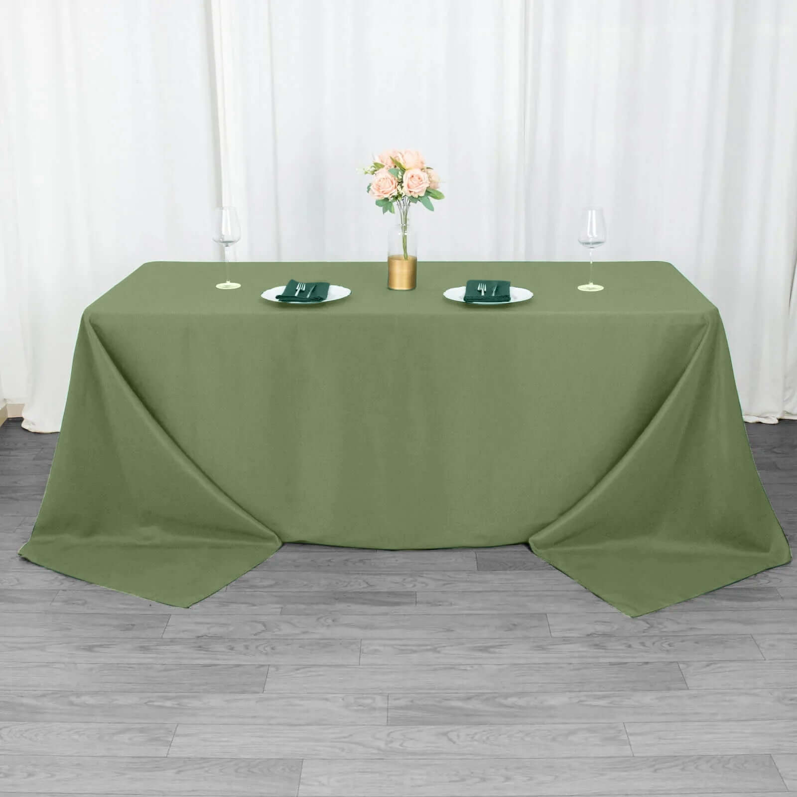 220GSM Seamless Stain-Resistant Premium Polyester Rectangle Tablecloth in Dusty Sage Green 90x132