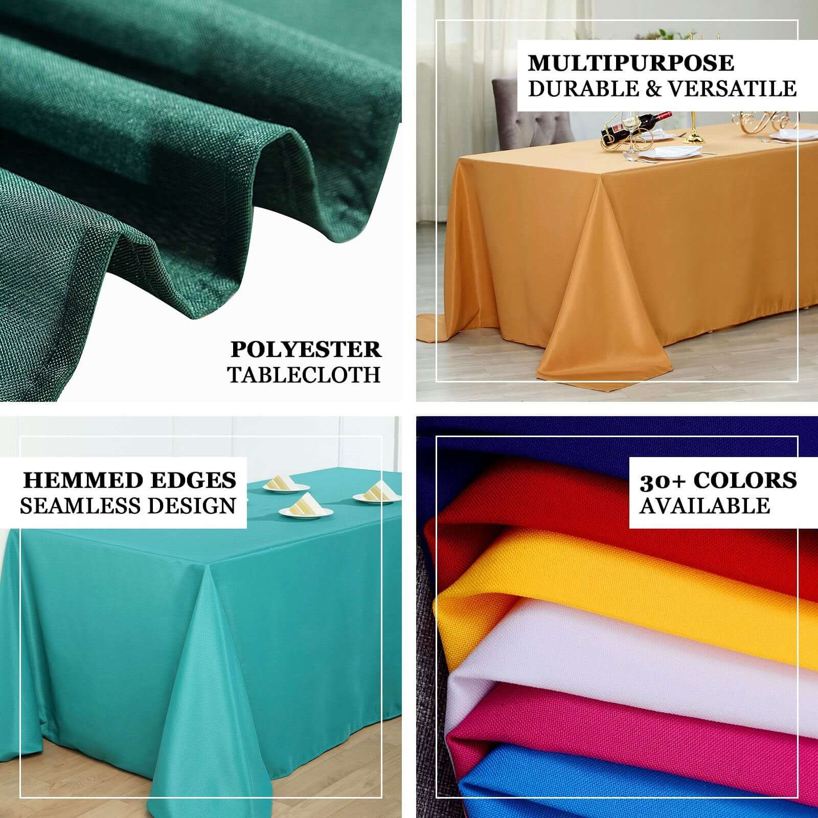 Seamless Wrinkle-Resistant 90x132 Polyester Rectangle Tablecloth in Dusty Blue