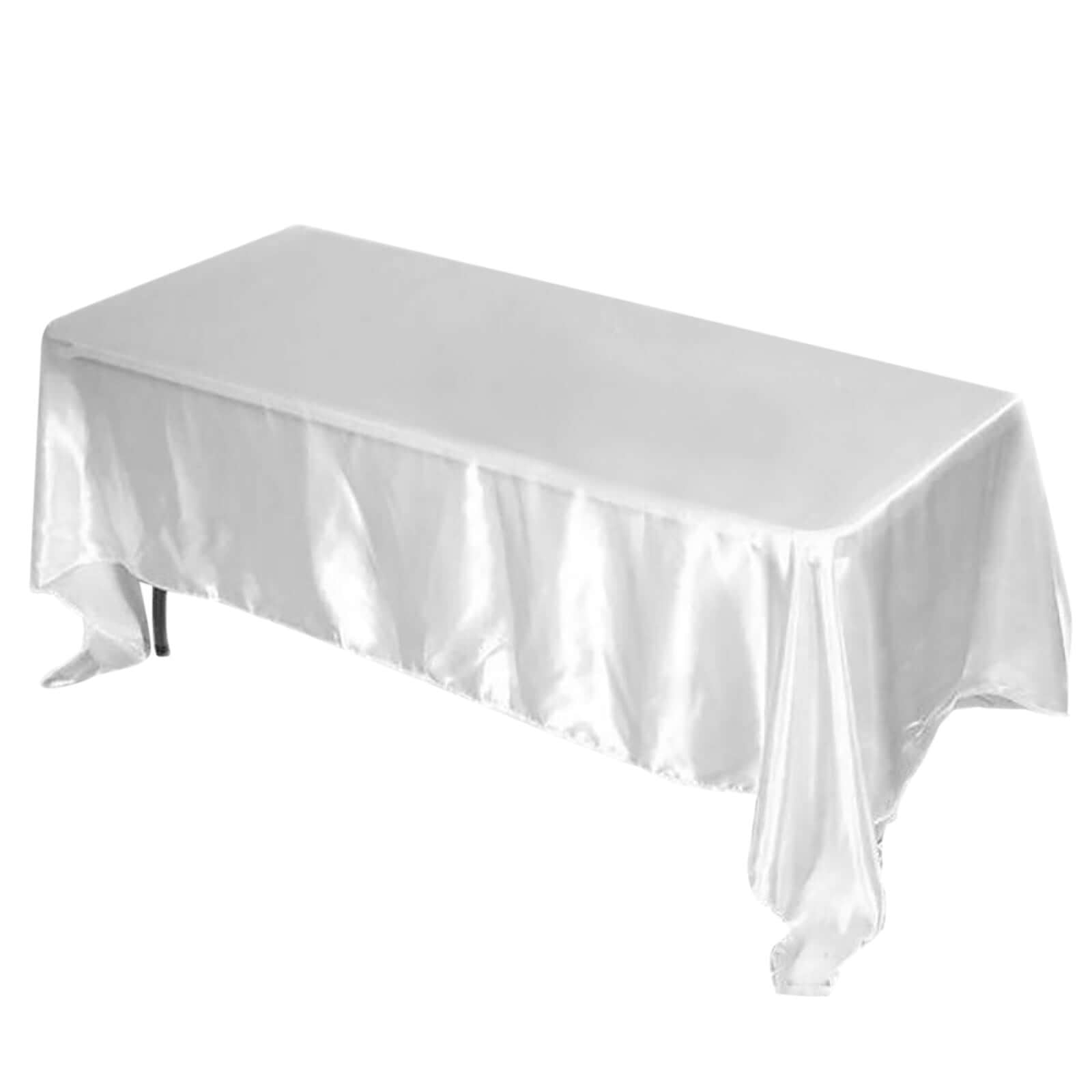 White Satin 72x120 Rectangular Tablecloth - Ideal for Elegant Weddings & Events