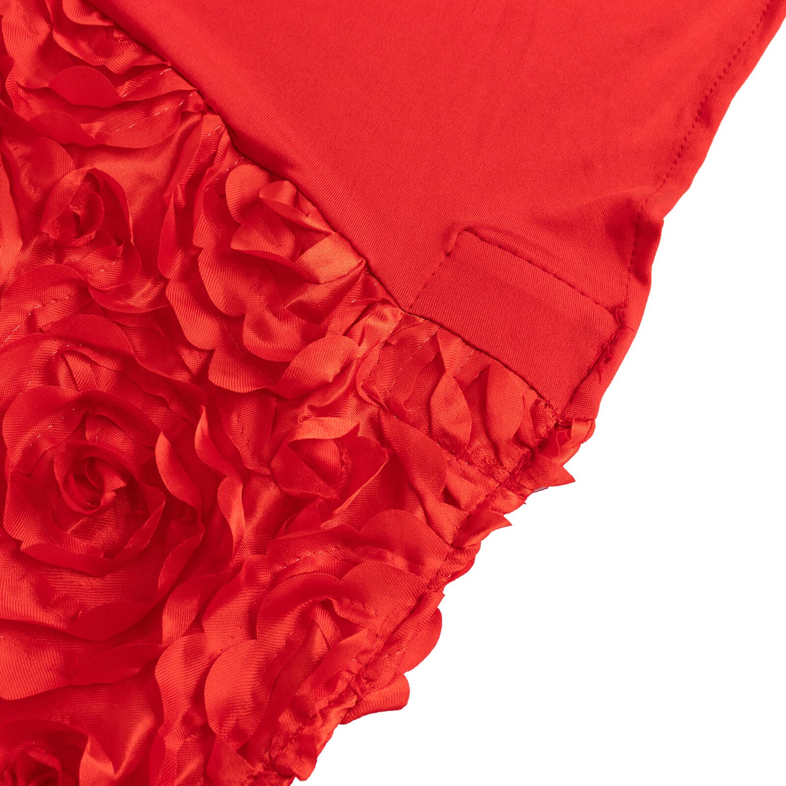 Red Satin Rosette Stretch Slip-On Cover for Banquet Chairs - Great Value!