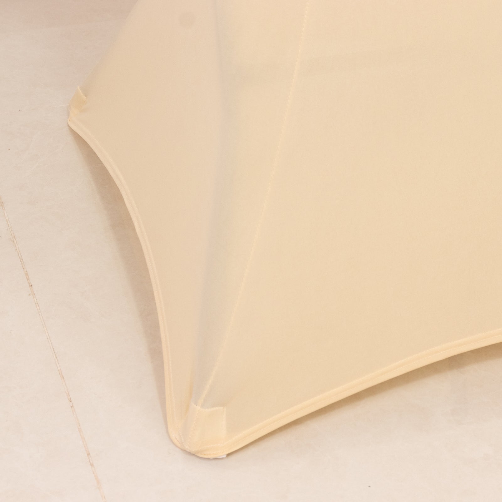 Beige Spandex Stretch Fitted Cocktail Table Cover (33 - 36 Round) - Easy Maintenance