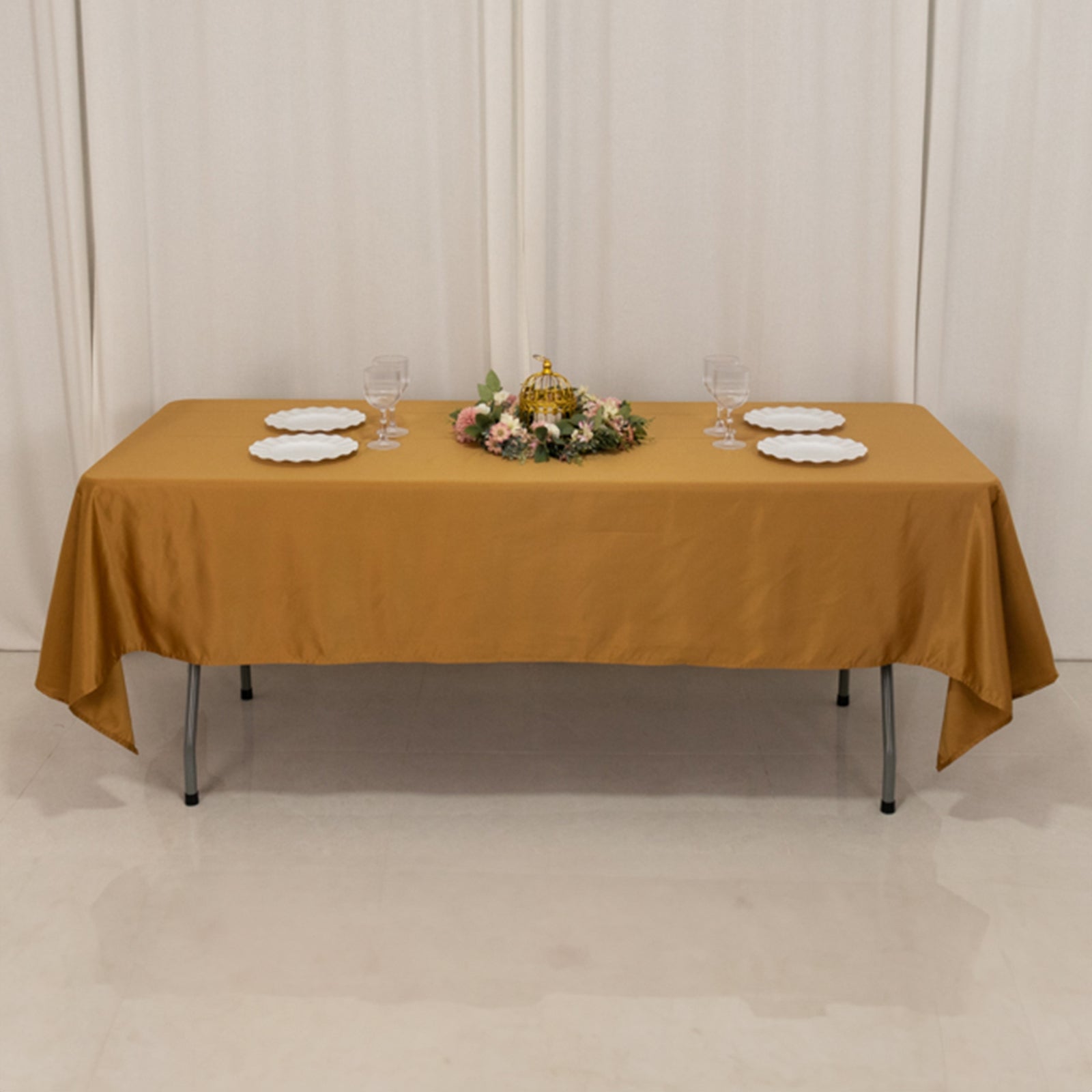 Hot Sale! Gold Lamour Satin Rectangle Tablecloth (60x102) for Weddings and Banquets - Durable and Silky Soft