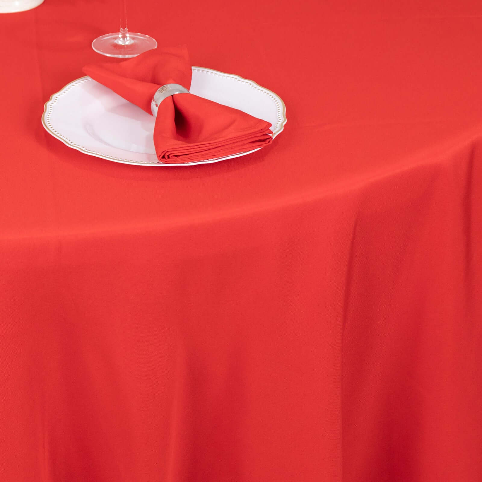 Hot Sale! Red 90-Inch Premium Polyester Round Tablecloth - Stain & Wrinkle Resistant, 220GSM