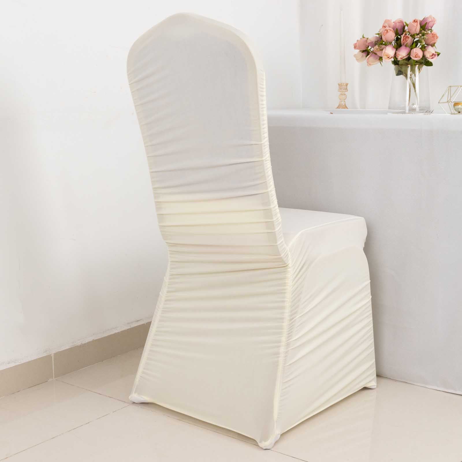 Premium Ivory Stretch Spandex Rouge Chair Cover for Banquet Chairs - Fitted Slip-On Style