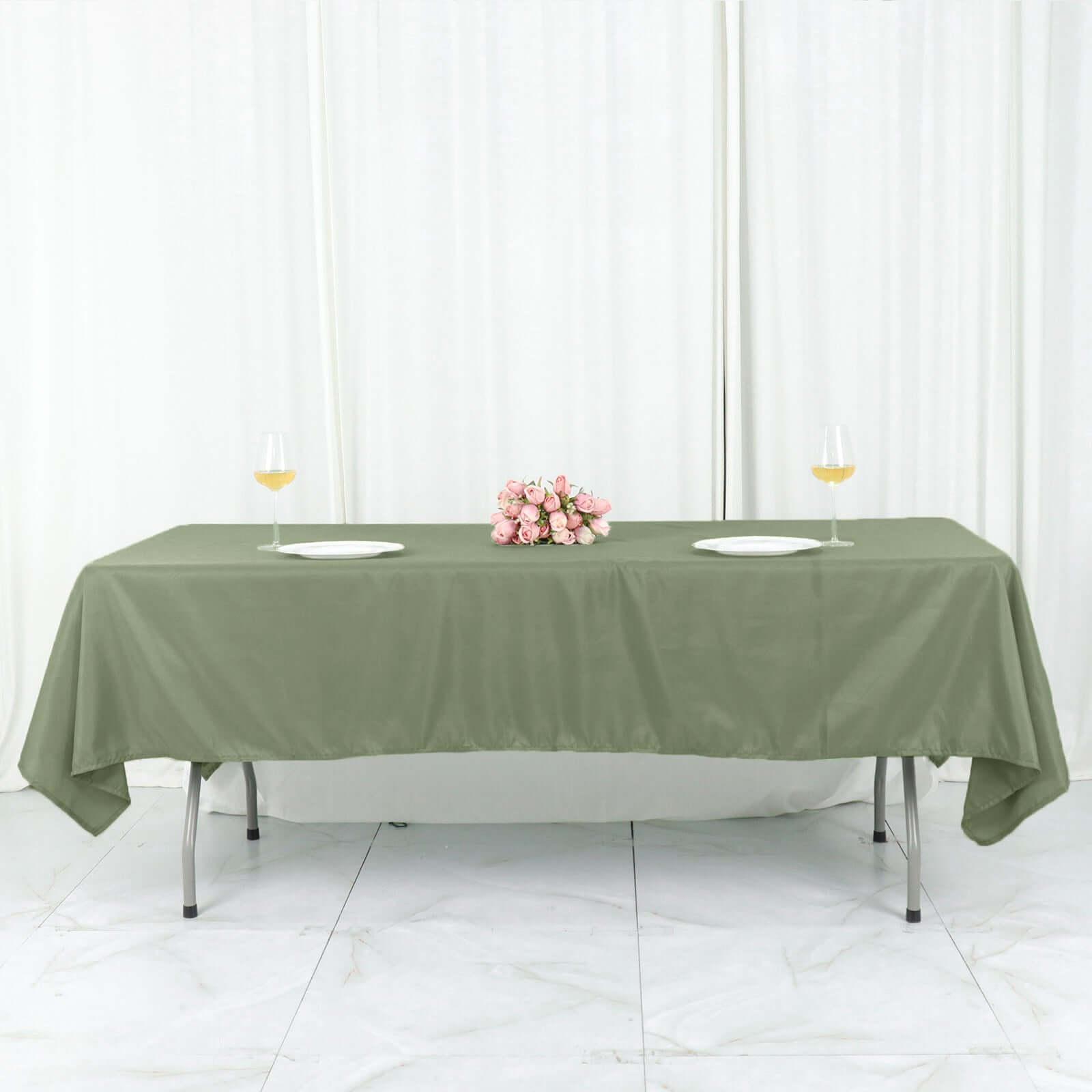 Dusty Sage Green 60x102 Polyester Rectangle Tablecloth - Durable & Stylish