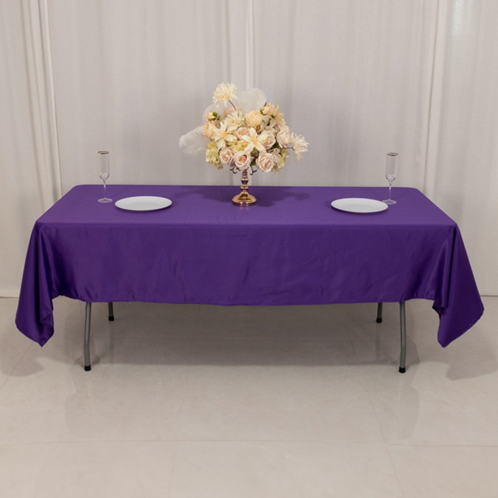 Purple Lamour Satin 60x102 Rectangle Tablecloth - Durable & Silky Soft, Ideal for Events