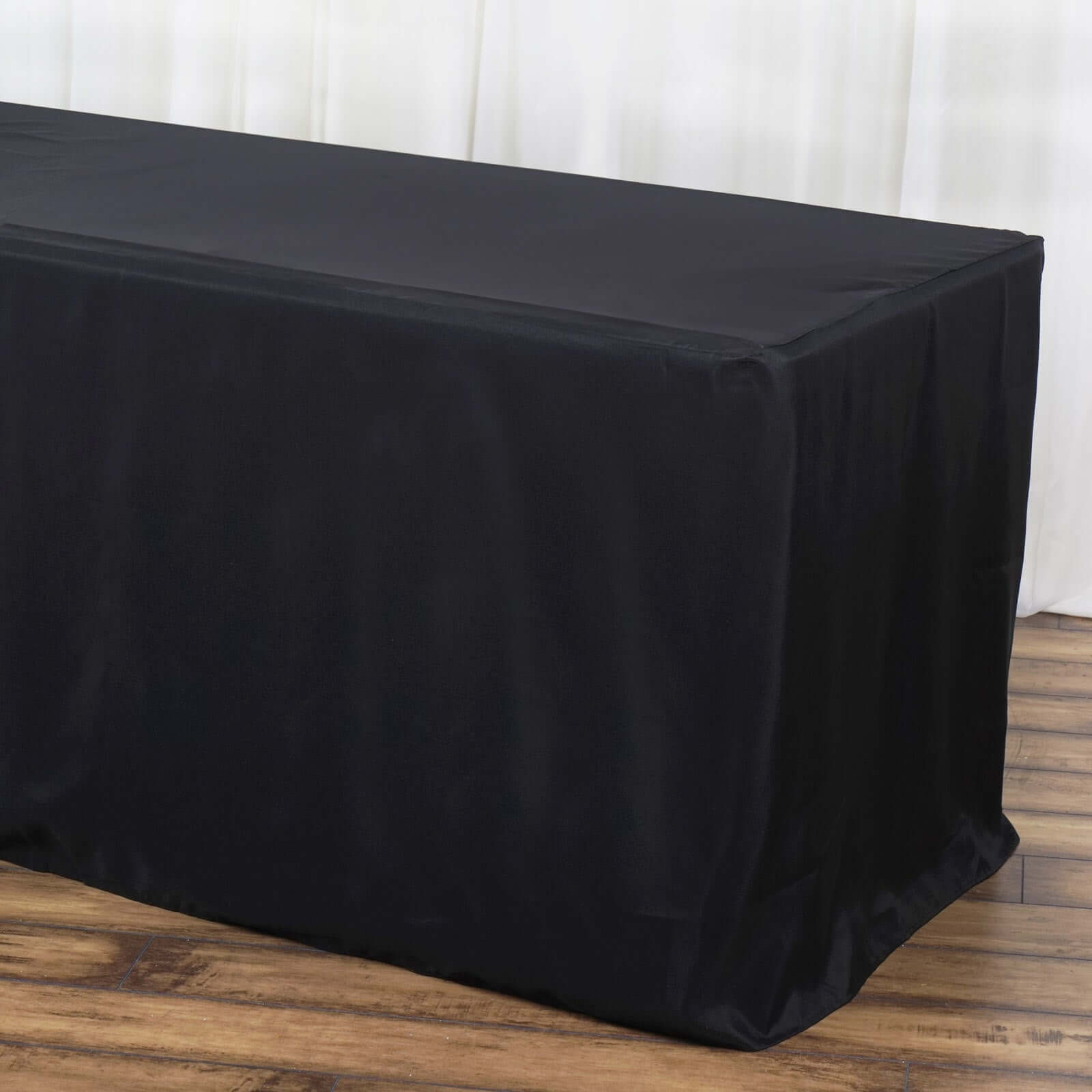 Black Fitted Polyester Rectangle Tablecloth (72x30) - Ideal for Events, Stain & Wrinkle Resistant