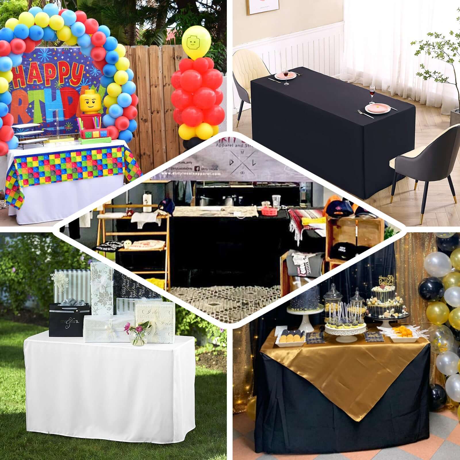 High - Quality White Fitted Polyester Rectangle Tablecloth (48x30) for Daily Use