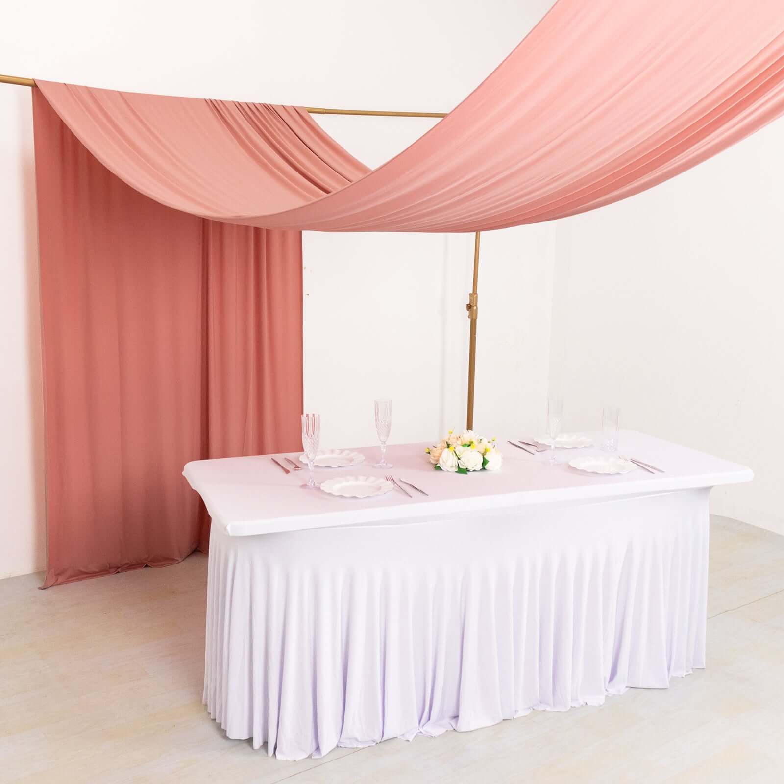 Hot Deal! Dusty Rose 5ftx18ft Wrinkle-Free 4-Way Stretch Spandex Event Backdrop Curtain with Rod Pockets