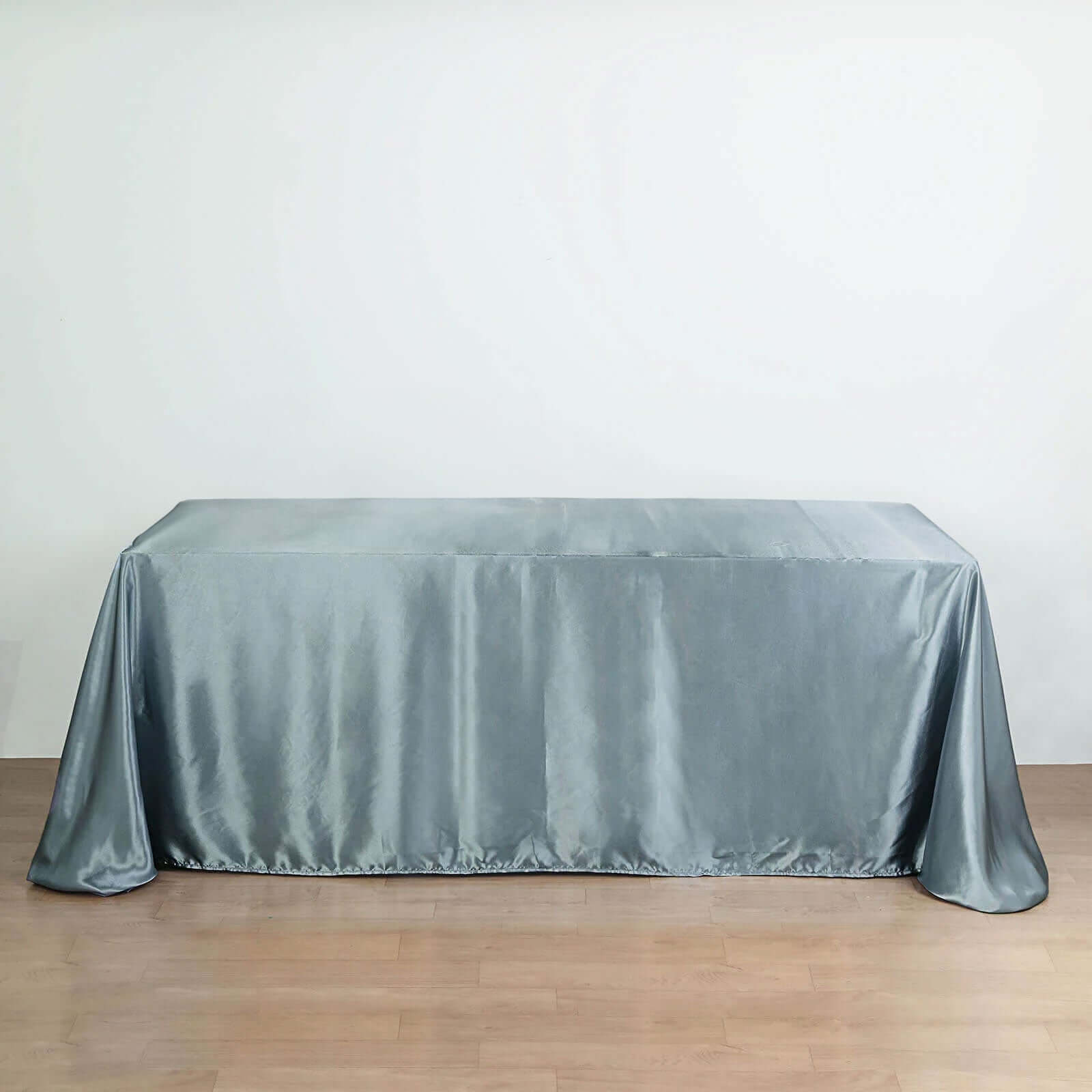 Hot Sale! Seamless Dusty Blue Satin Rectangular 90x132 Tablecloth for Various Events