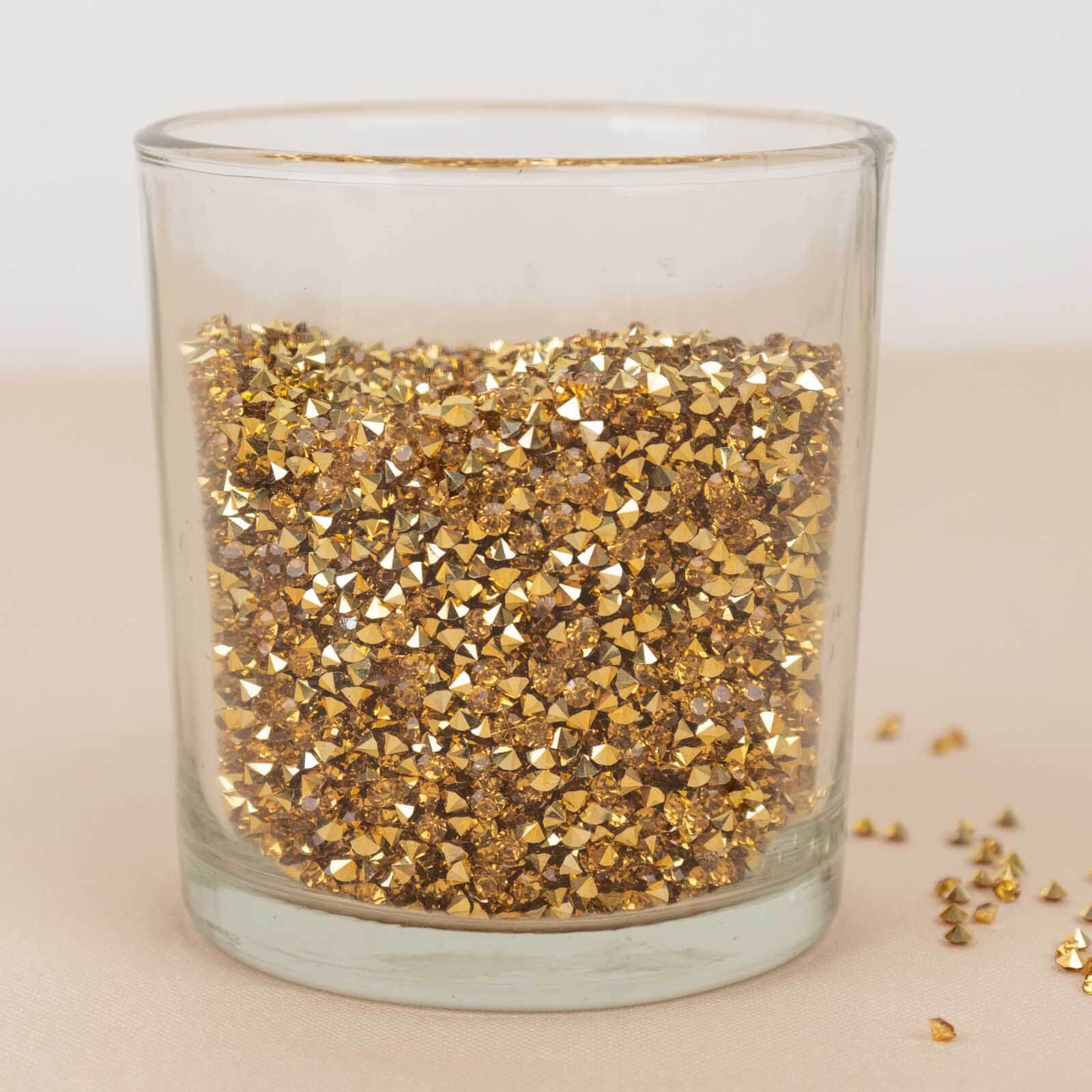 Hot Deal! 14400 Pcs 3mm Gold Faux Diamond Rhinestone Vase Fillers for Wedding Decor