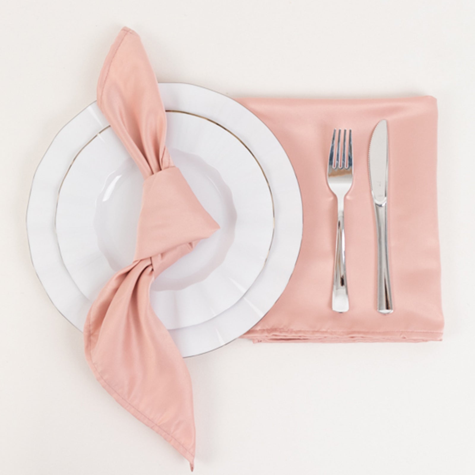 5-Pack Lamour Satin 20x20 Dusty Rose Dinner Napkins - Soft Matte Finish