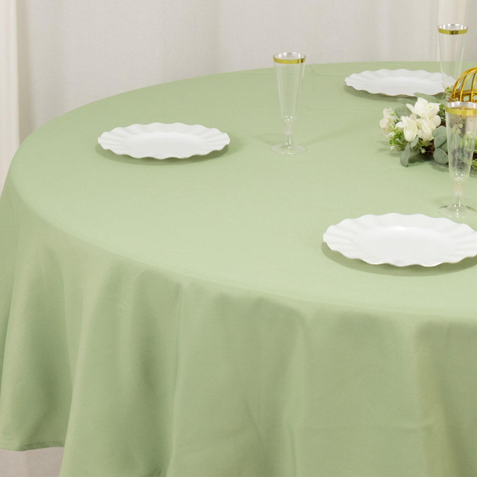 90-Inch Sage Green Premium Polyester Round Tablecloth - Stain & Wrinkle Resistant, 220GSM