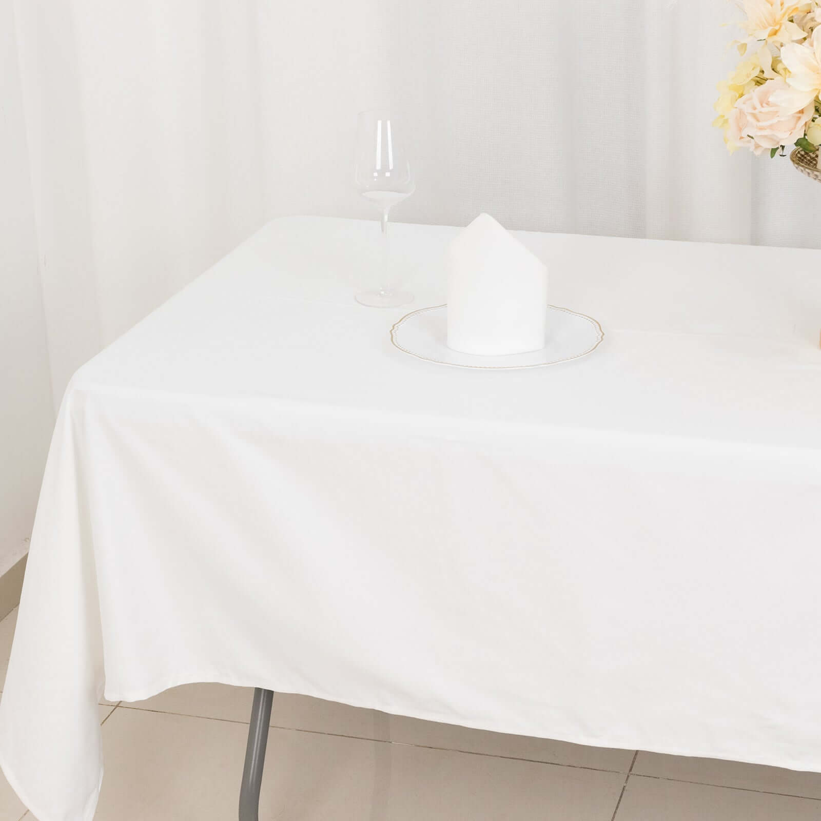 Soft and Breathable 100% Cotton White Rectangle Tablecloth, 60x102