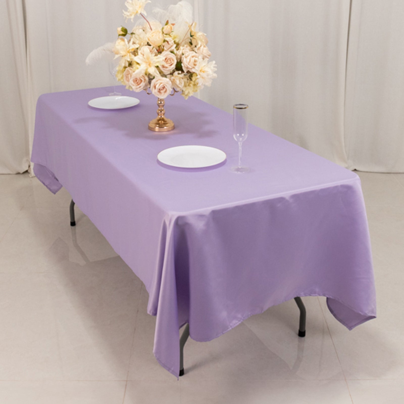 Lavender Lilac Lamour Satin Rectangle Tablecloth - 60x102, Durable & Soft