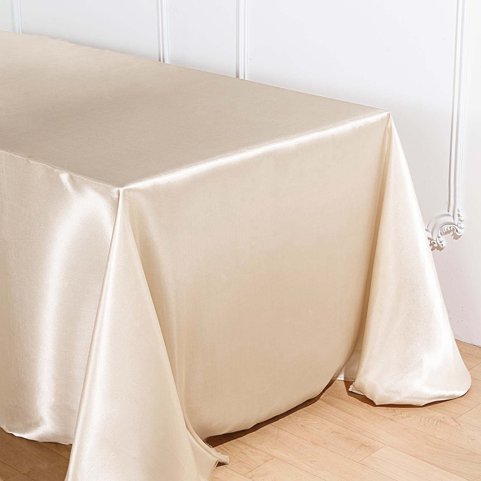 Beige Seamless Satin Tablecloth 90x132 - Ideal for Events