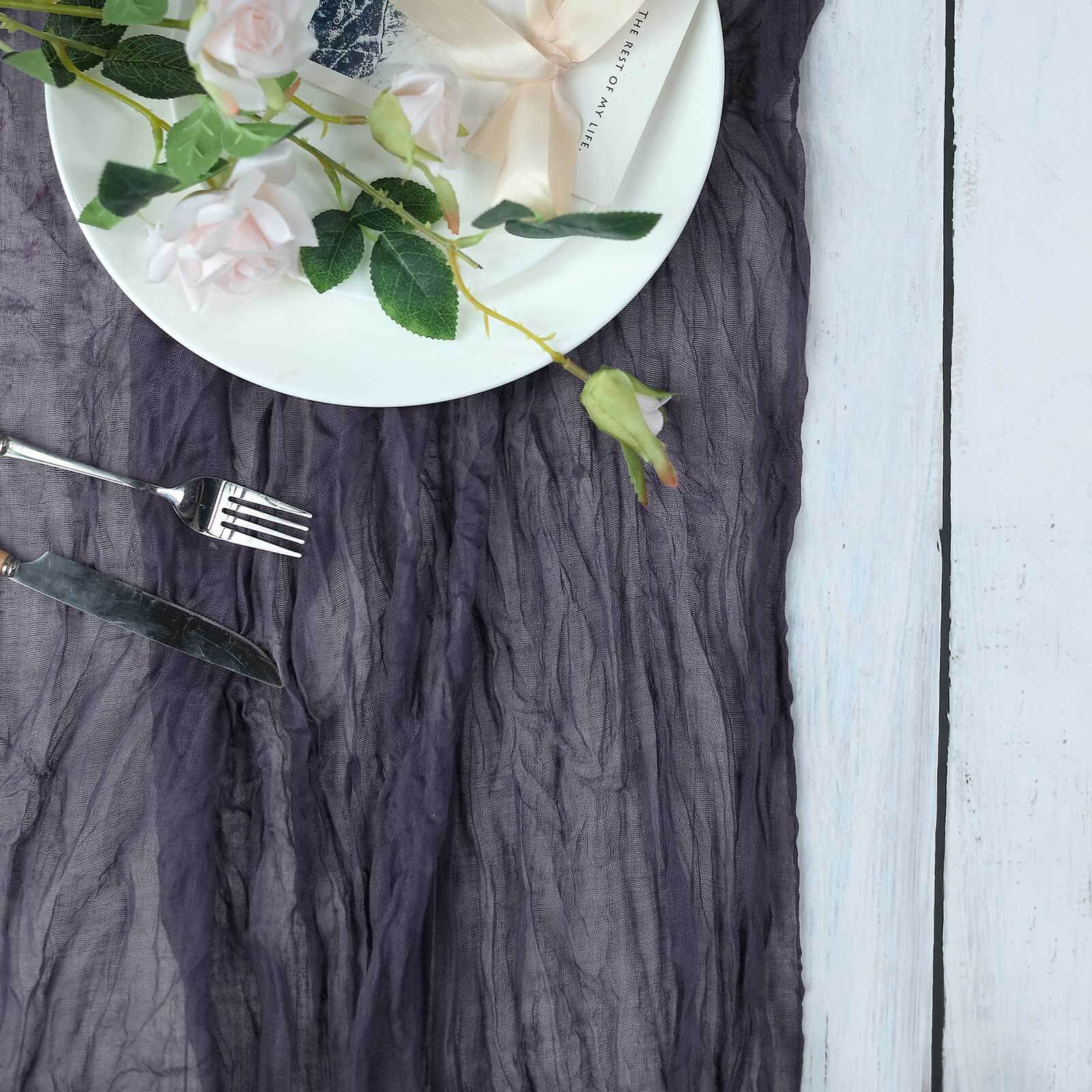 Limited Offer! Purple Gauze Cheesecloth 10ft Table Runner for Rustic Boho Decor