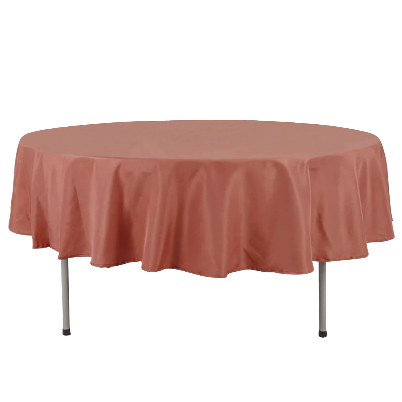 Exclusive 90' Terracotta Polyester Round Tablecloth - Stain & Wrinkle Resistant