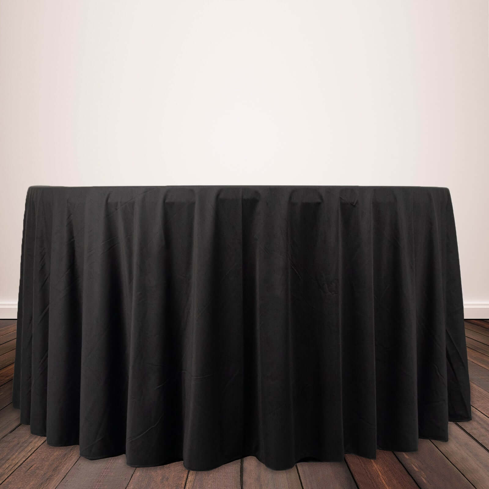 Exclusive Premium Black 120' Round Scuba Tablecloth - Wrinkle & Stain Free for Weddings & Events