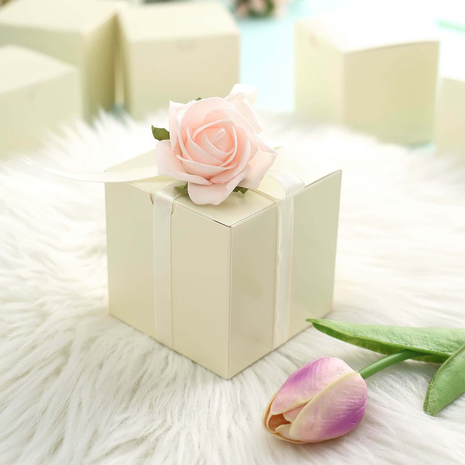 100-Pack of DIY Ivory Party and Shower Favor Candy Gift Boxes - Perfect for Any Occasion!
