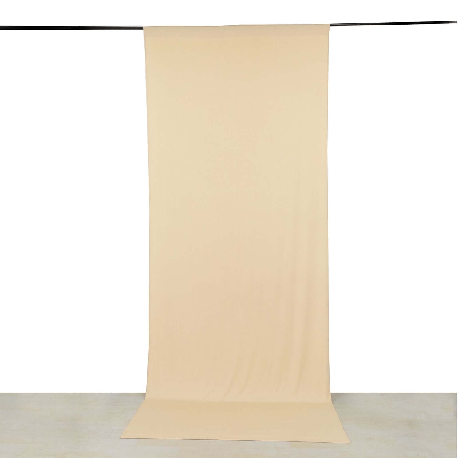 Beige Wrinkle-Free 4-Way Stretch Spandex Event Backdrop Drapes with Rod Pockets - 5ft x 12ft