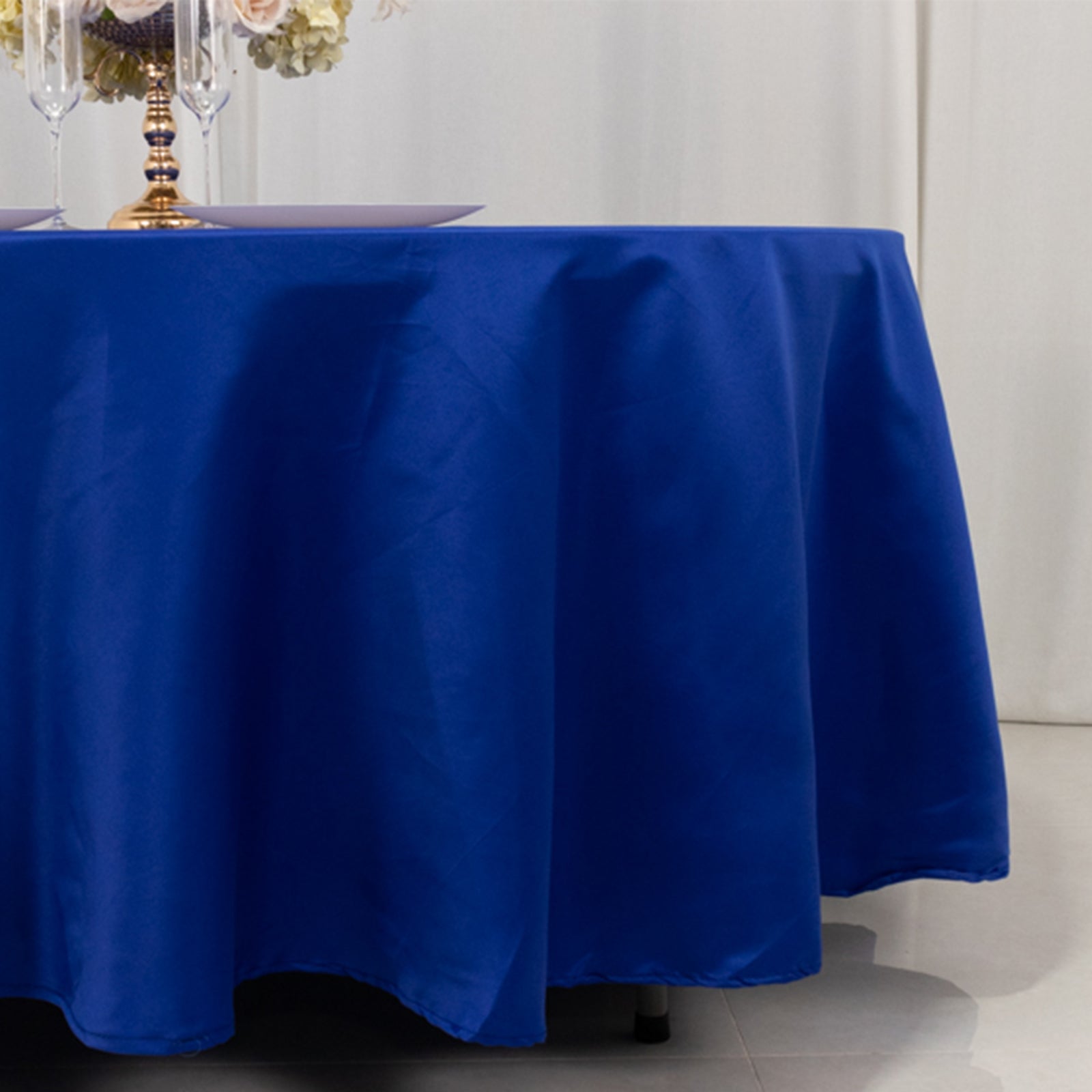 Royal Blue Lamour Satin 108" Round Tablecloth - Durable & Silk-Like, Ideal for Events