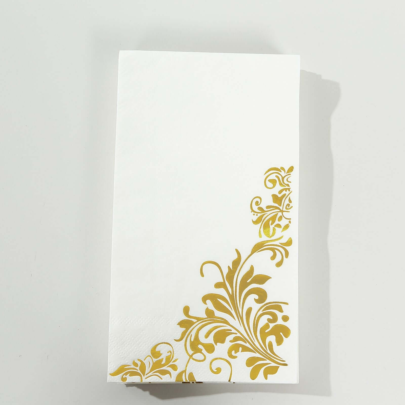 Hot! 50-Pack White Paper Dinner Napkins with Gold Baroque Floral Print