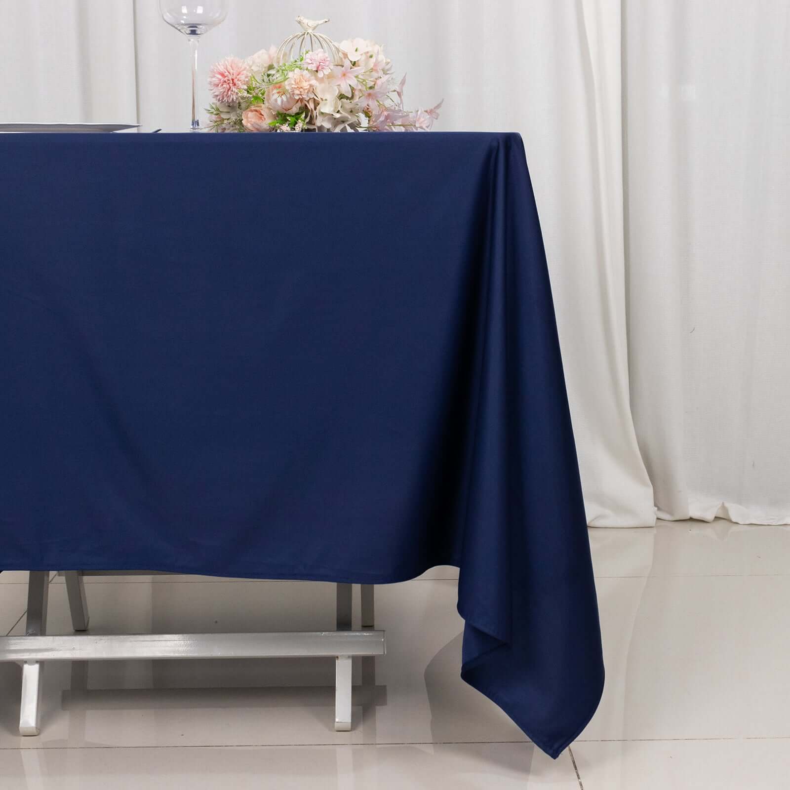 Navy Blue Premium 70x70 Scuba Square Tablecloth - Anti - Wrinkle & Stain - Resistant