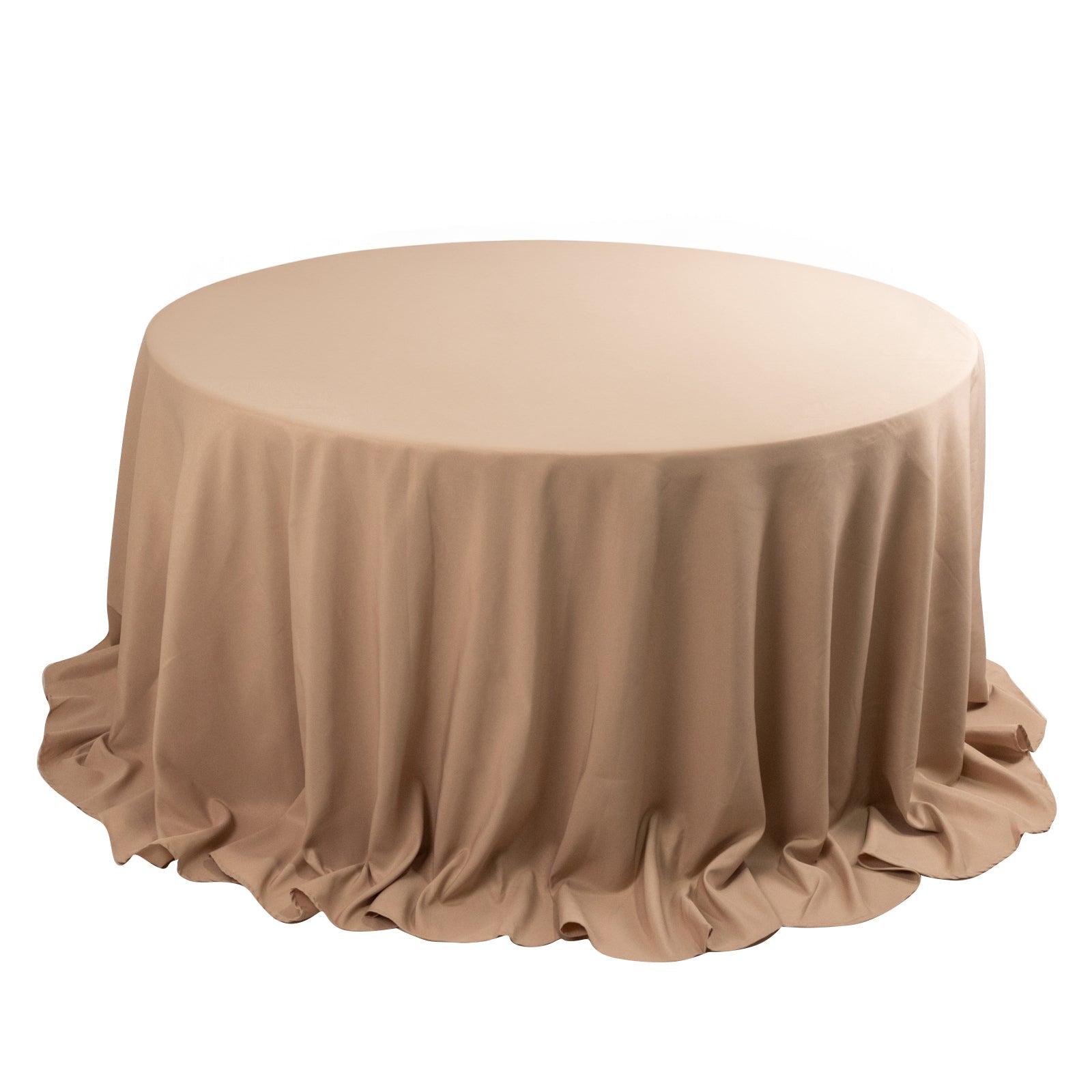 Exclusive 132' Nude Seamless Premium Polyester Wrinkle-Resistant Round Tablecloth