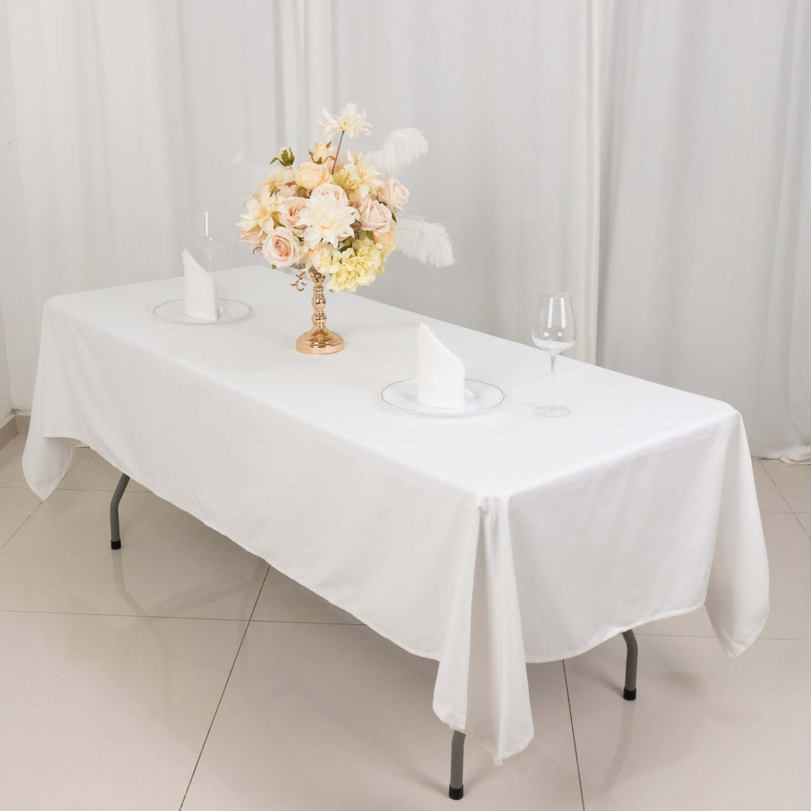 Soft and Breathable 100% Cotton White Rectangle Tablecloth, 60x102