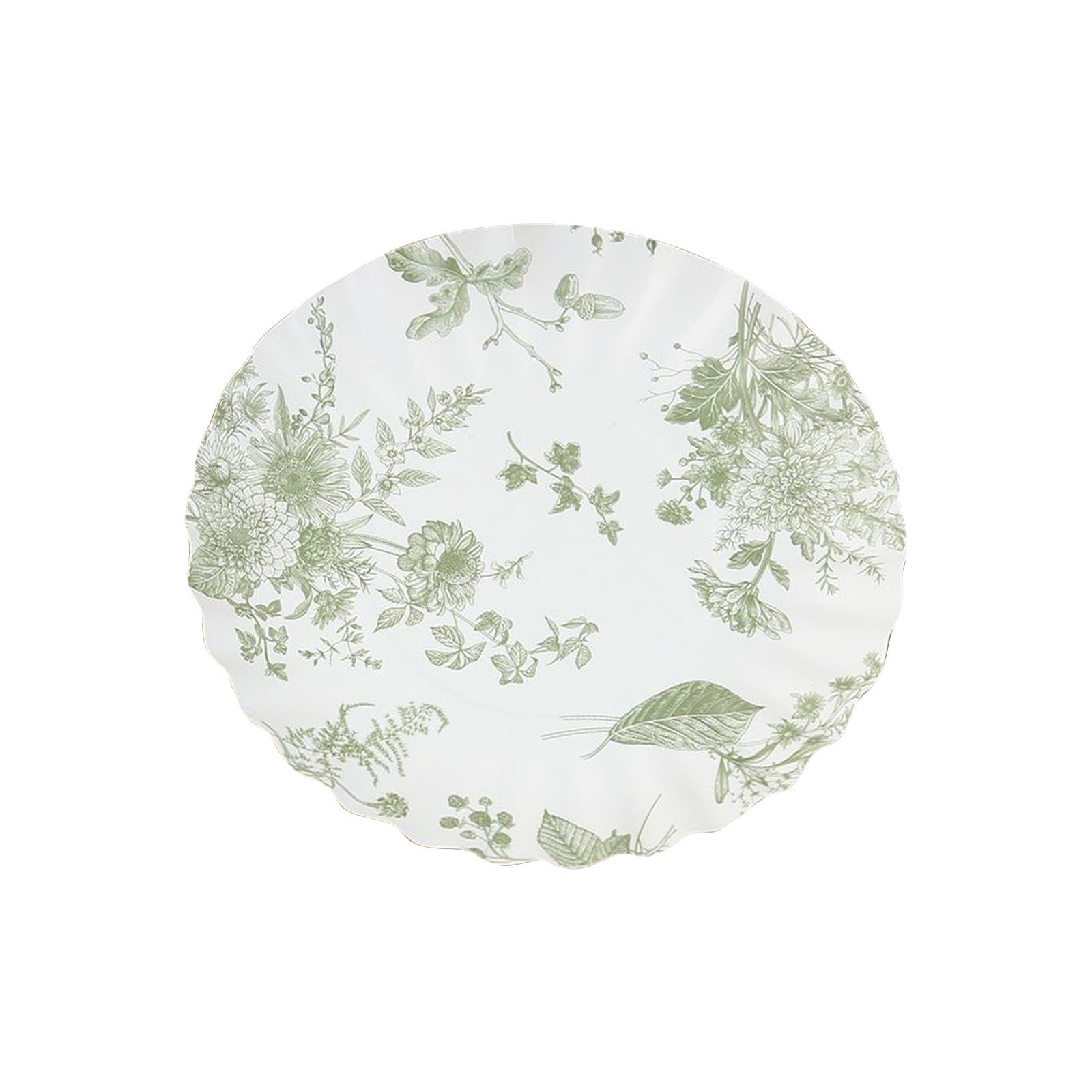 Hot Deal! 100-Pack Disposable 3.5-Inch White & Sage Green French Toile Round Dessert Plates