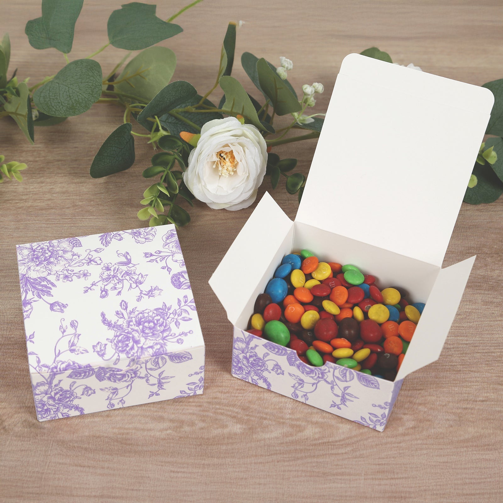 25-Pack French Toile Pattern Party Favors Boxes: Matte Lavender & White Candy Gift Boxes