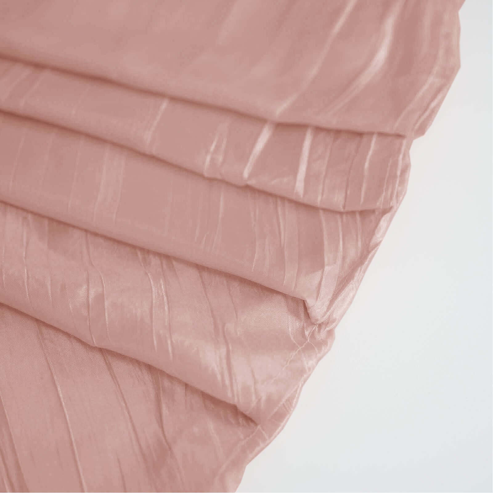 120-Inch Seamless Accordion Crinkle Dusty Rose Taffeta Round Tablecloth