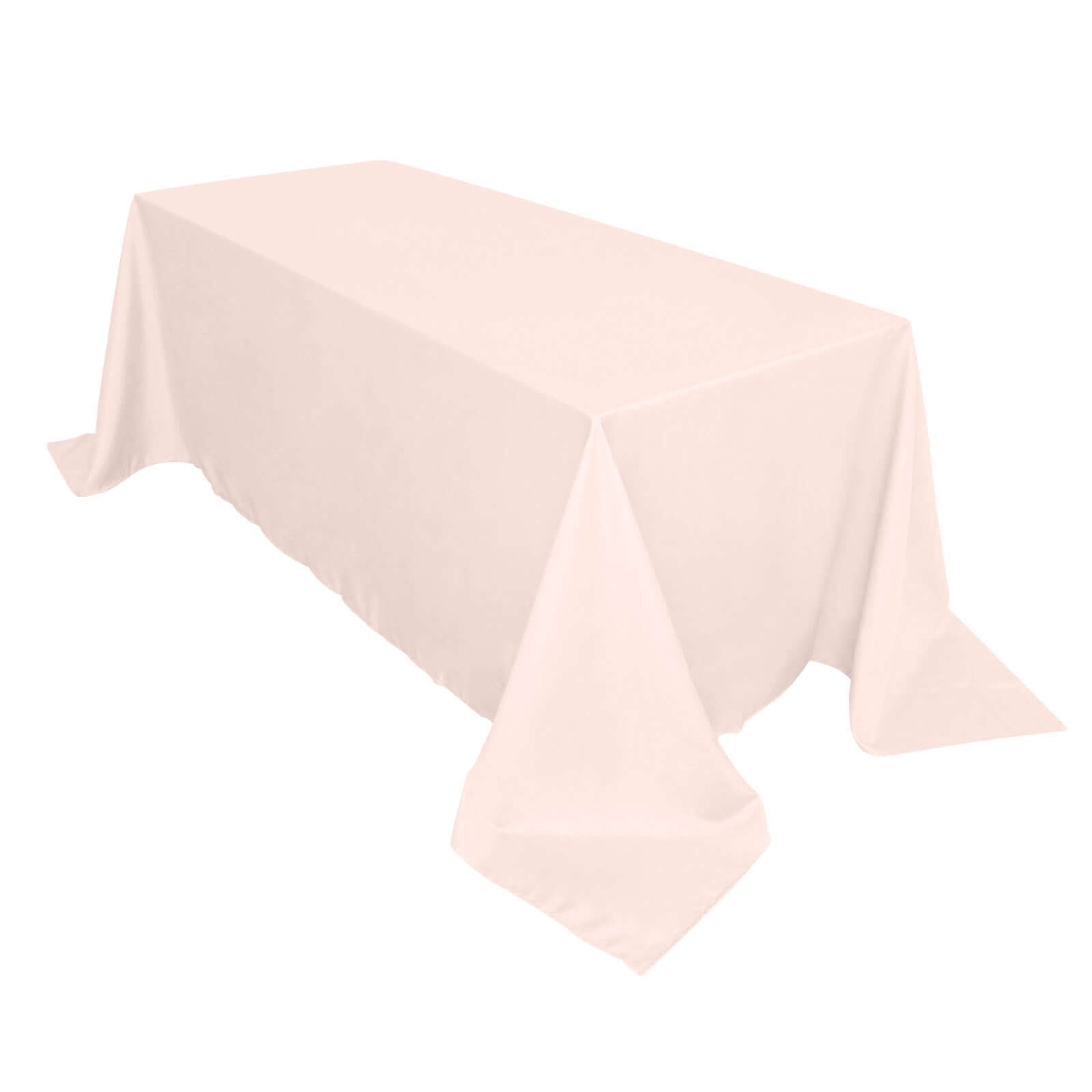 Wrinkle-Resistant Seamless Blush Polyester Rectangle Tablecloth 90x132