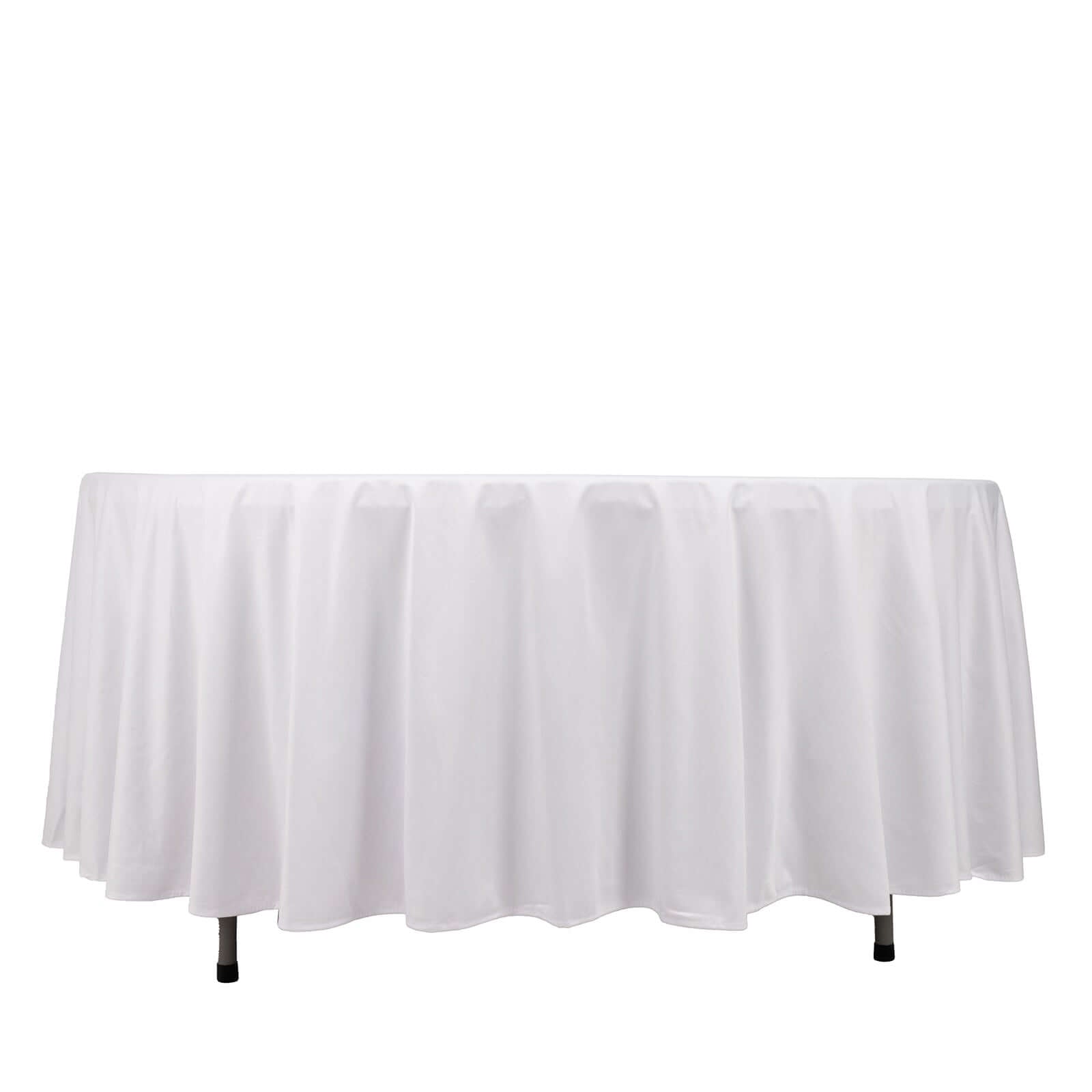 Premium Wrinkle-Free & Stain-Resistant White Scuba Round 108 Tablecloth for Elegant Events