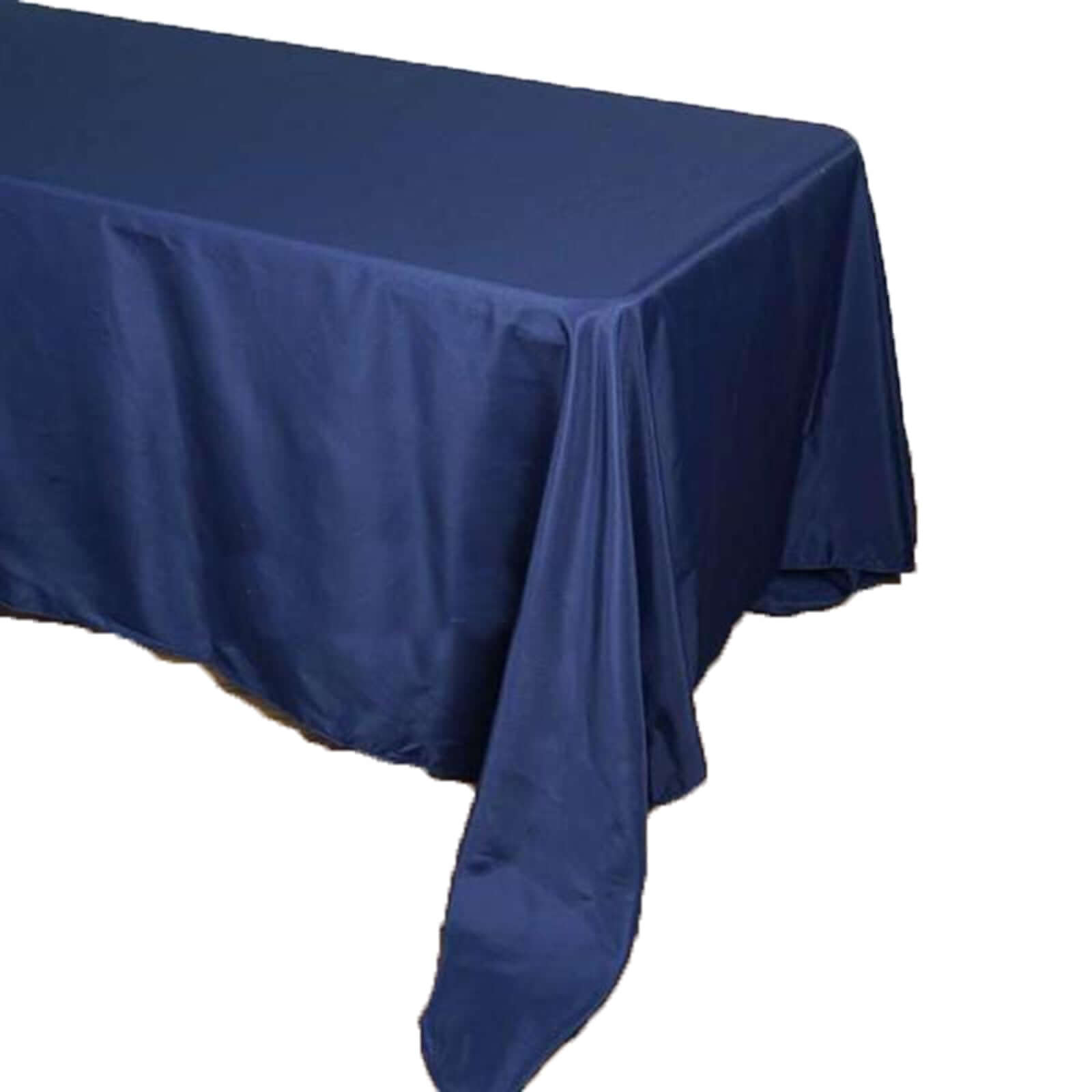 Seamless Wrinkle-Resistant Navy Blue 90x156 Polyester Rectangle Tablecloth