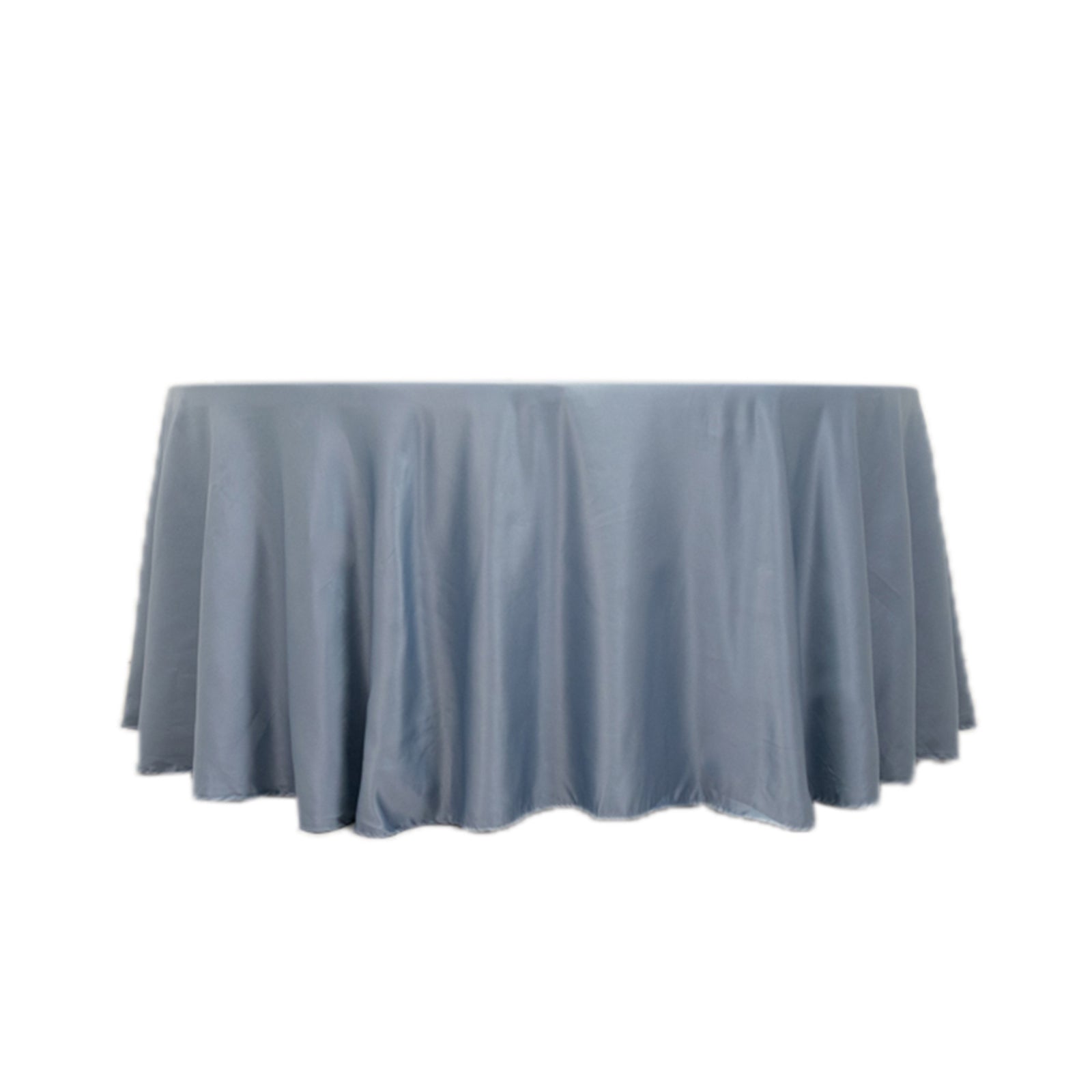 Hot! Dusty Blue Lamour Satin 120" Round Seamless Tablecloth with Soft Sheen