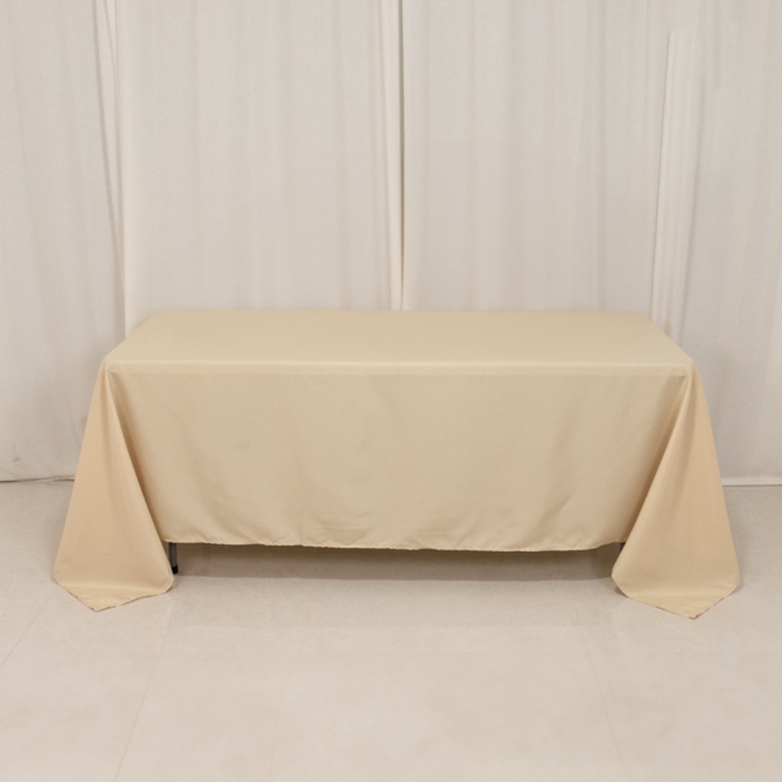 Durable and Stylish 72x120 Beige Polyester Rectangle Tablecloth