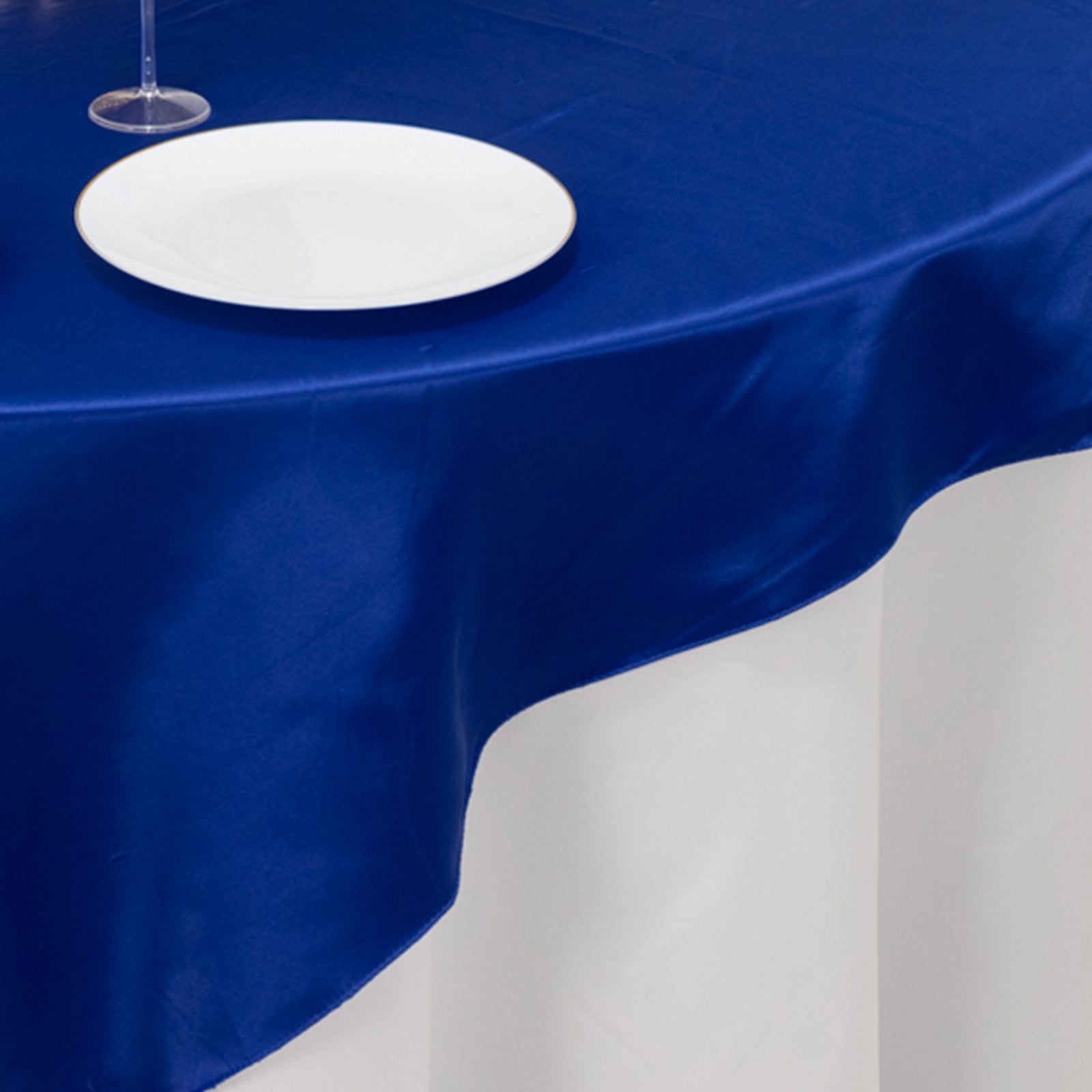 Royal Blue Lamour Satin 72x72 Square Table Overlay - High - Quality Smooth Finish Table Topper