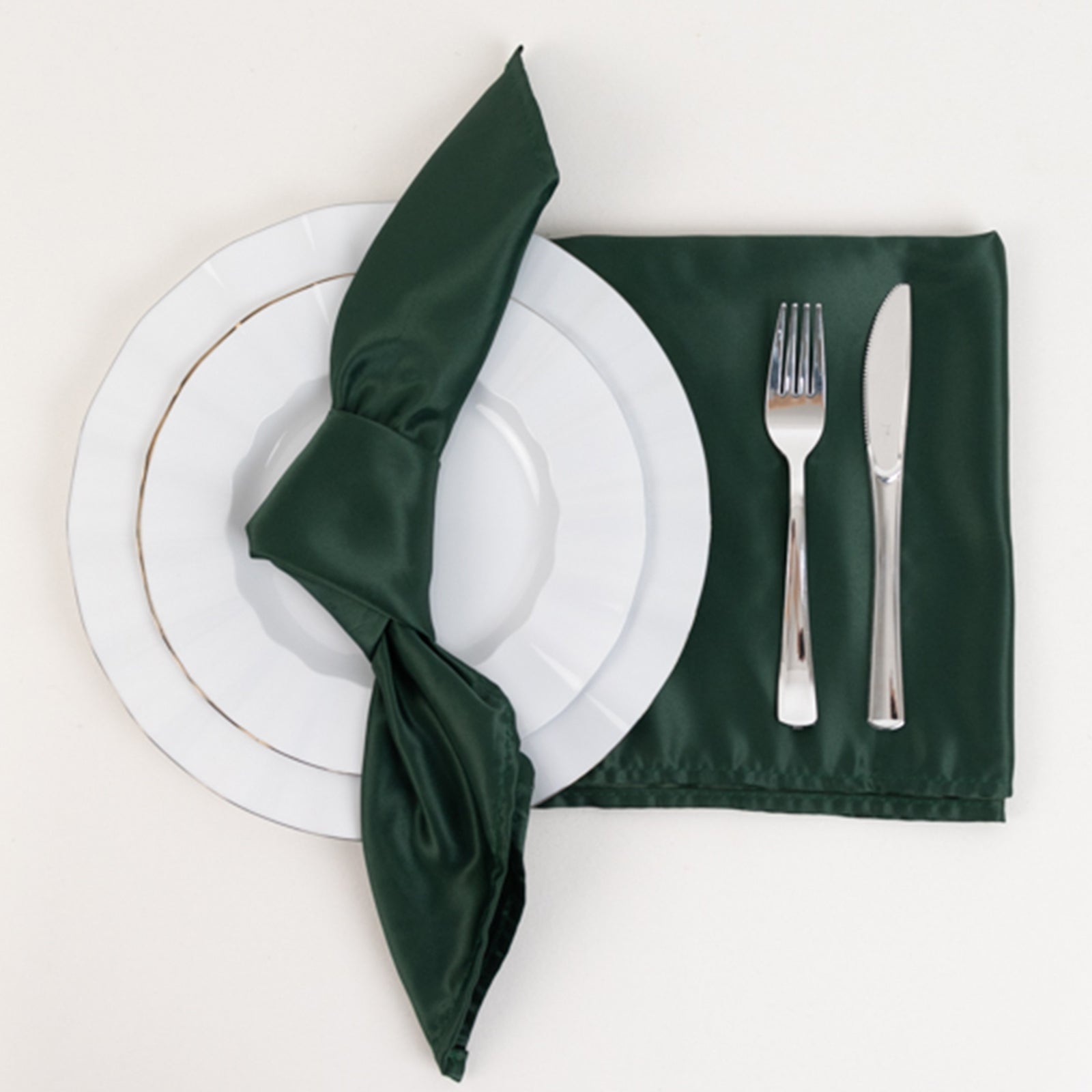 5-Pack Lamour Satin 20x20 Hunter Emerald Green Dinner Napkins - Soft Matte Finish