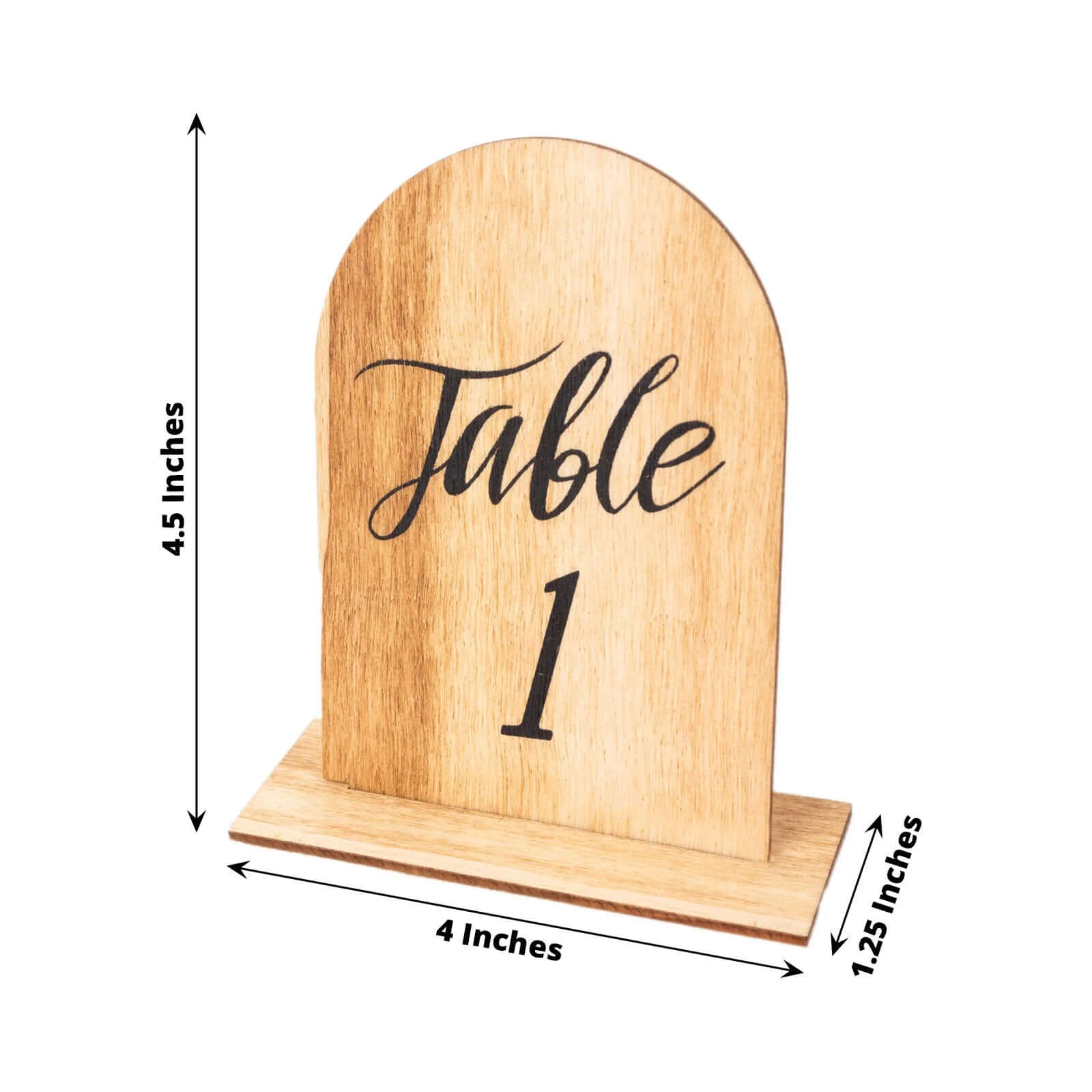 20-Piece Set of 4.5-Inch Natural Rustic Wooden Arch Table Numbers 1 - 20 for Weddings and Events