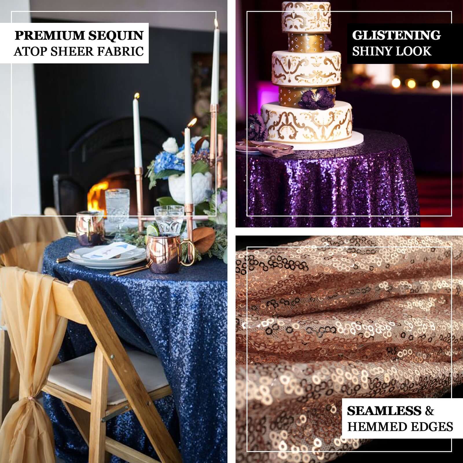 Gold Sequin 108 Round Tablecloth - Ideal for Glam Events