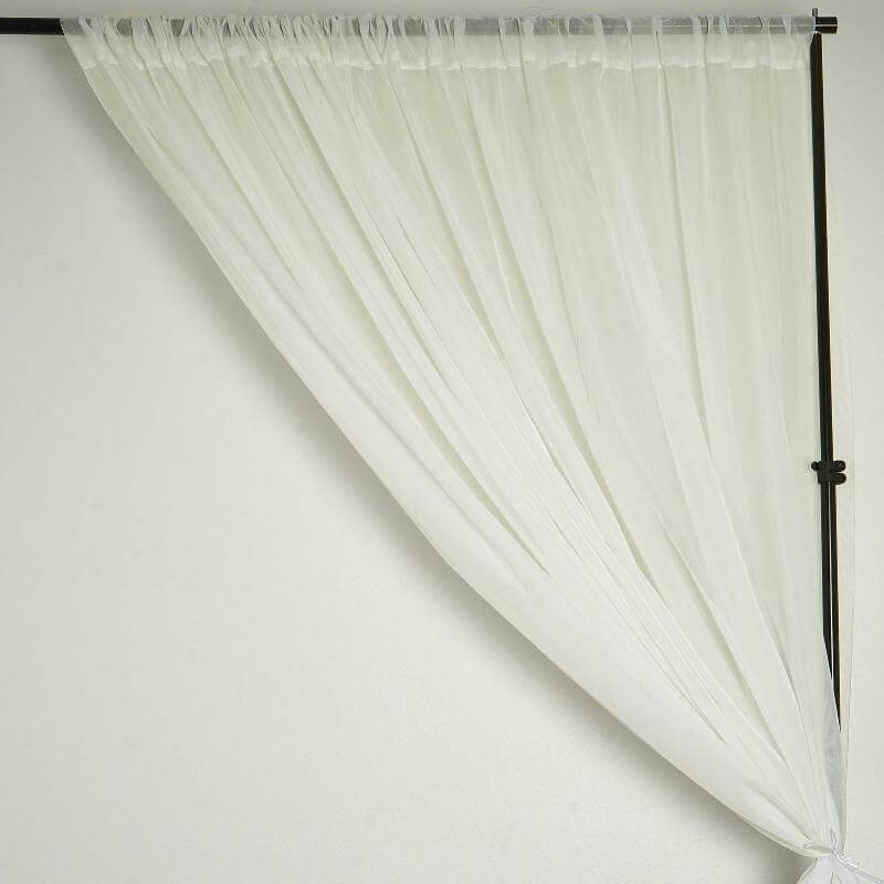 2-Pack Ivory Durable Flame-Resistant Chiffon Event Drapes, 10ftx10ft with Rod Pockets
