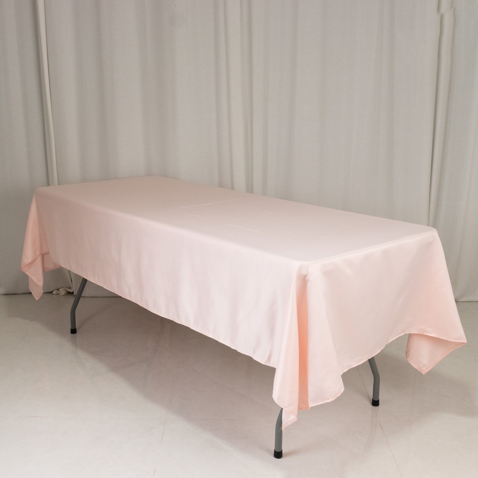 Blush Lamour Satin Rectangle Tablecloth 60x102 - Durable & Soft for Events